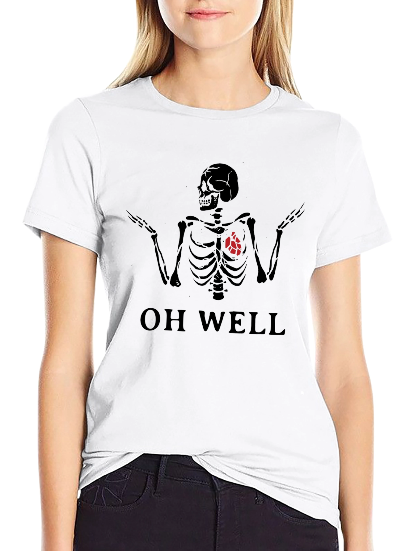 Oh Well Skeleton Graphic Tee - Casual Wear