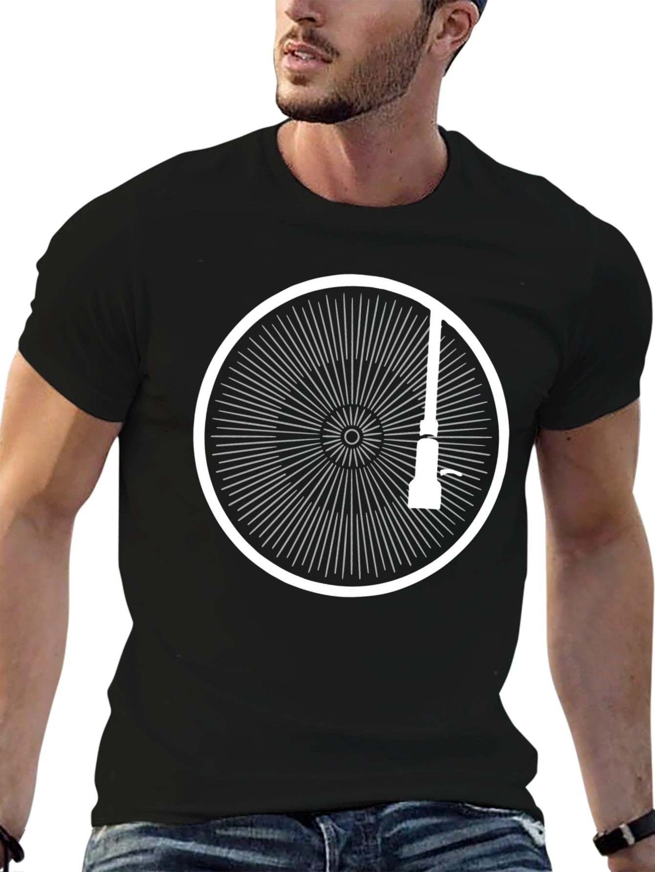 Black T-Shirt with Graphic Circle Design