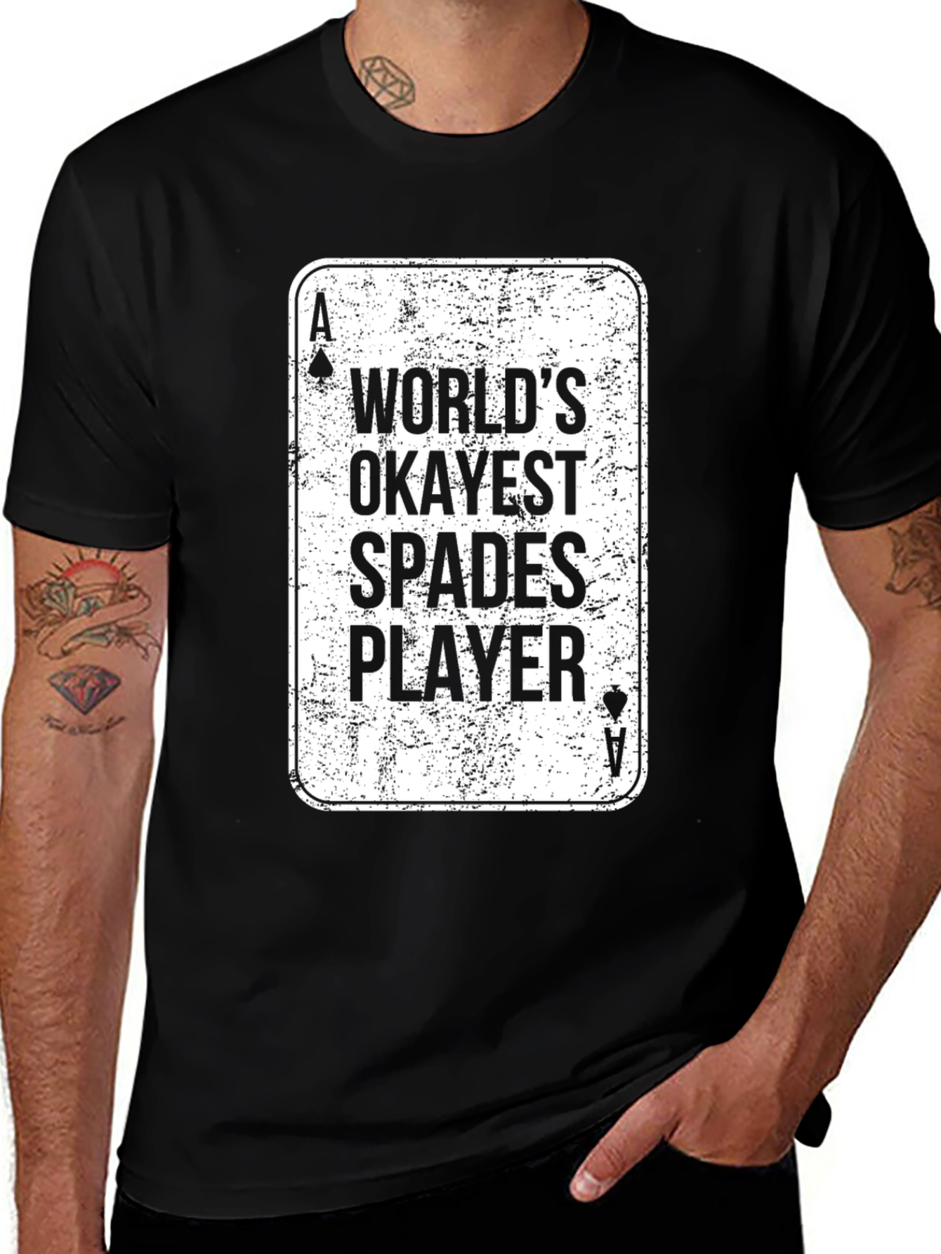 Worlds Okayest Spades Player Black T-Shirt