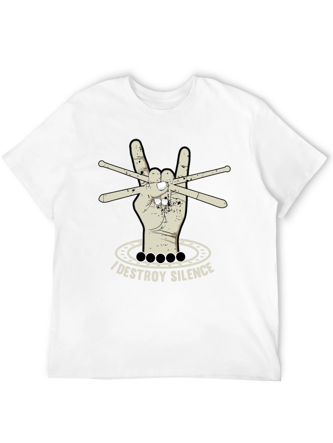 I Destroy Silence T-Shirt - Drummer Rock Hand Design