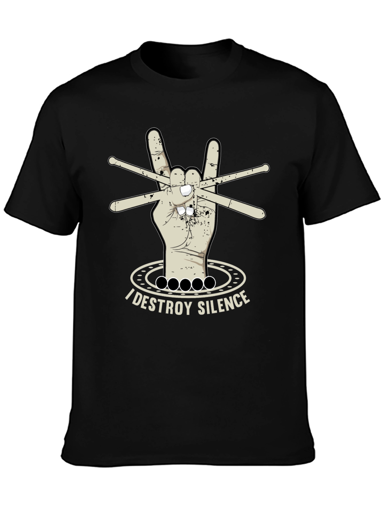 I Destroy Silence T-Shirt - Drummer Rock Hand Design