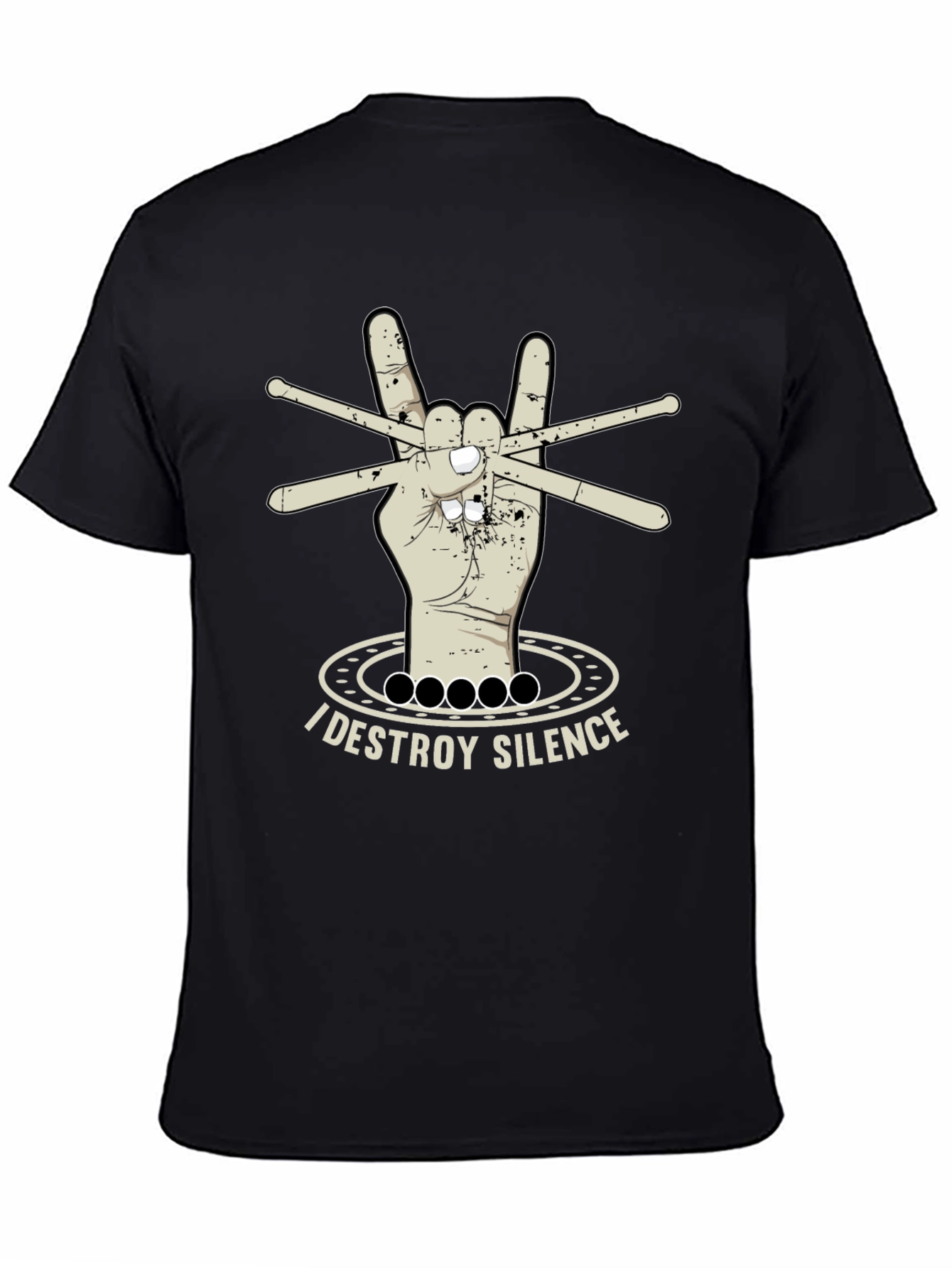 I Destroy Silence T-Shirt - Drummer Rock Hand Design