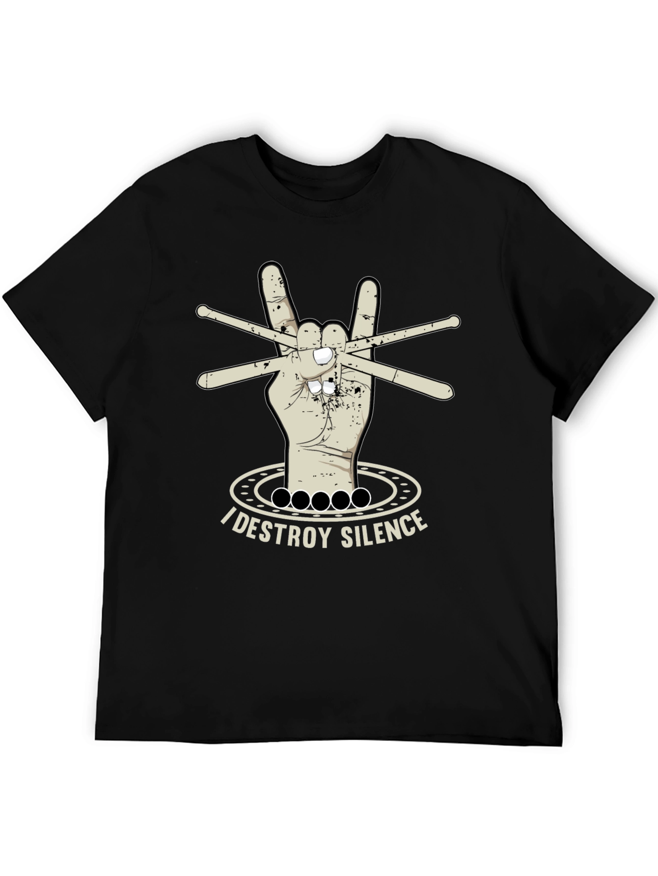 I Destroy Silence T-Shirt - Drummer Rock Hand Design
