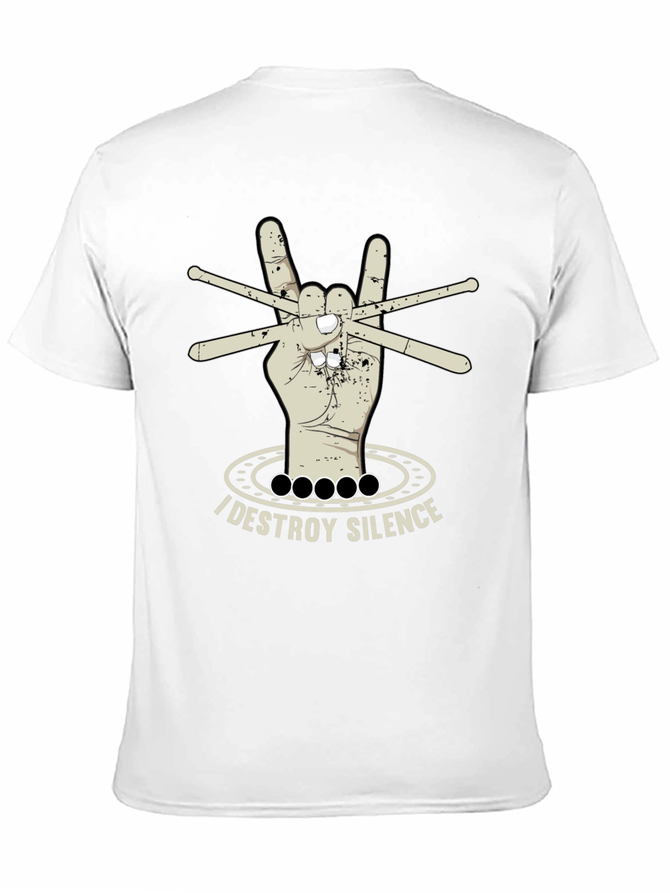I Destroy Silence T-Shirt - Drummer Rock Hand Design
