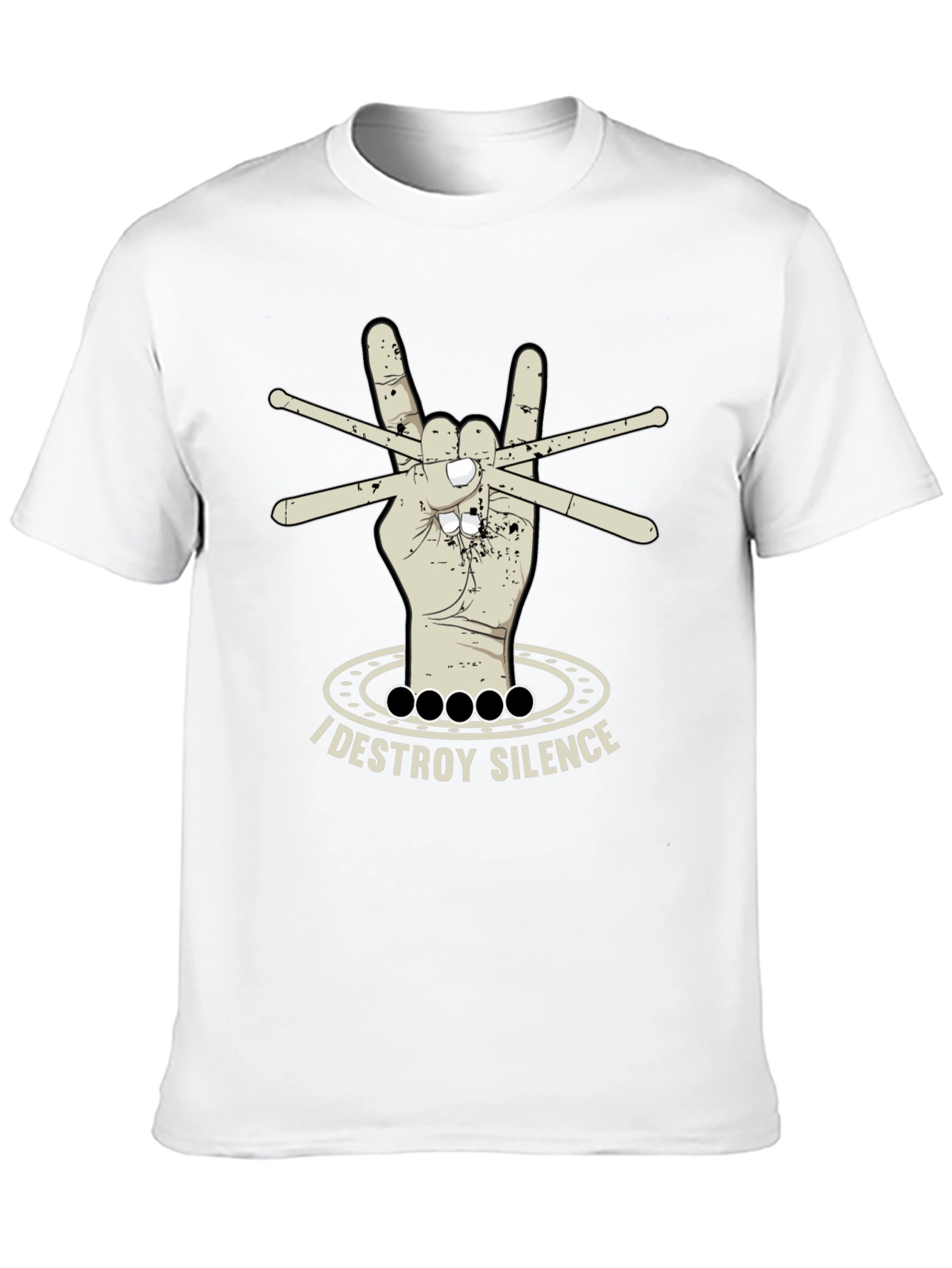 I Destroy Silence T-Shirt - Drummer Rock Hand Design