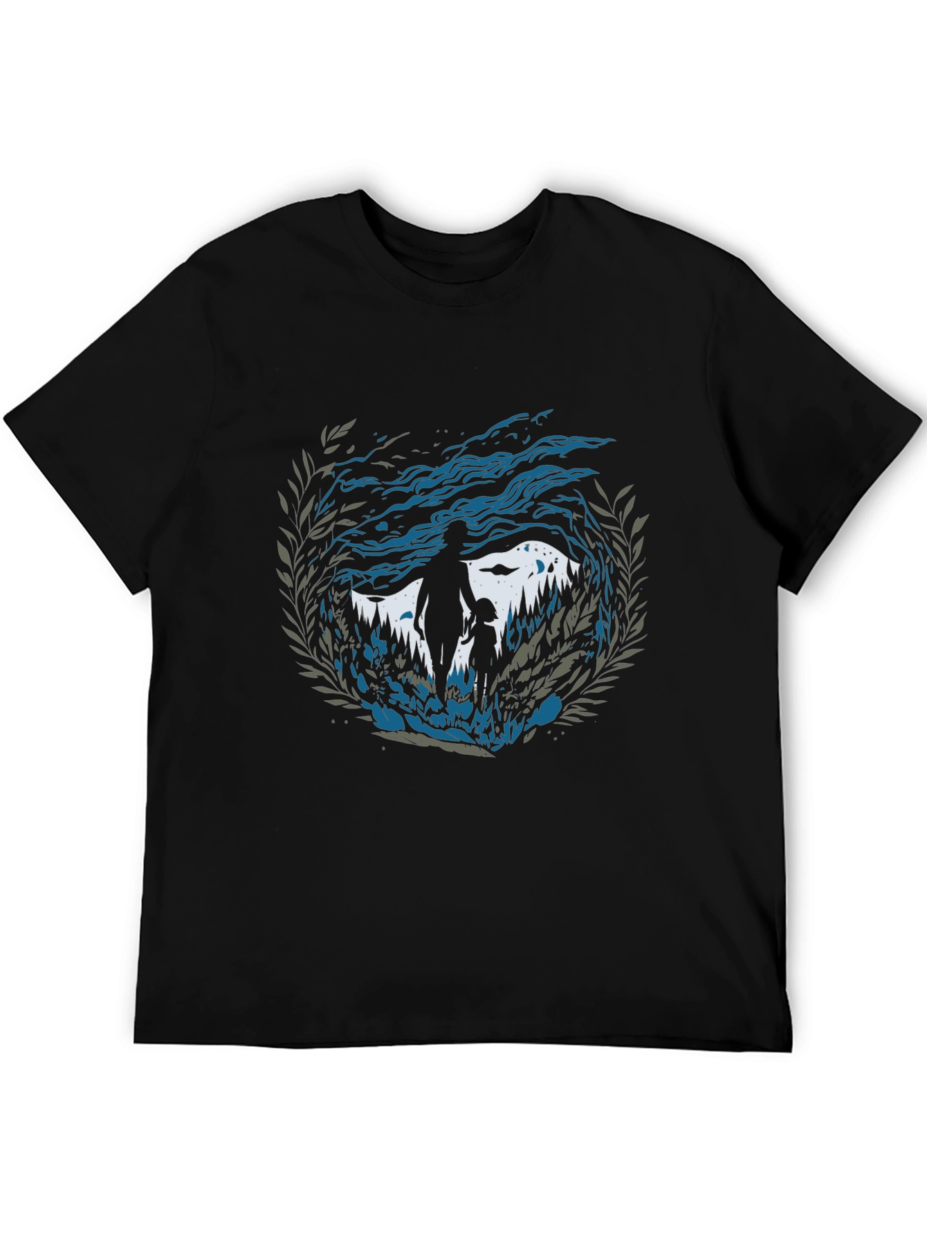 Father and Child Forest Black T-Shirt