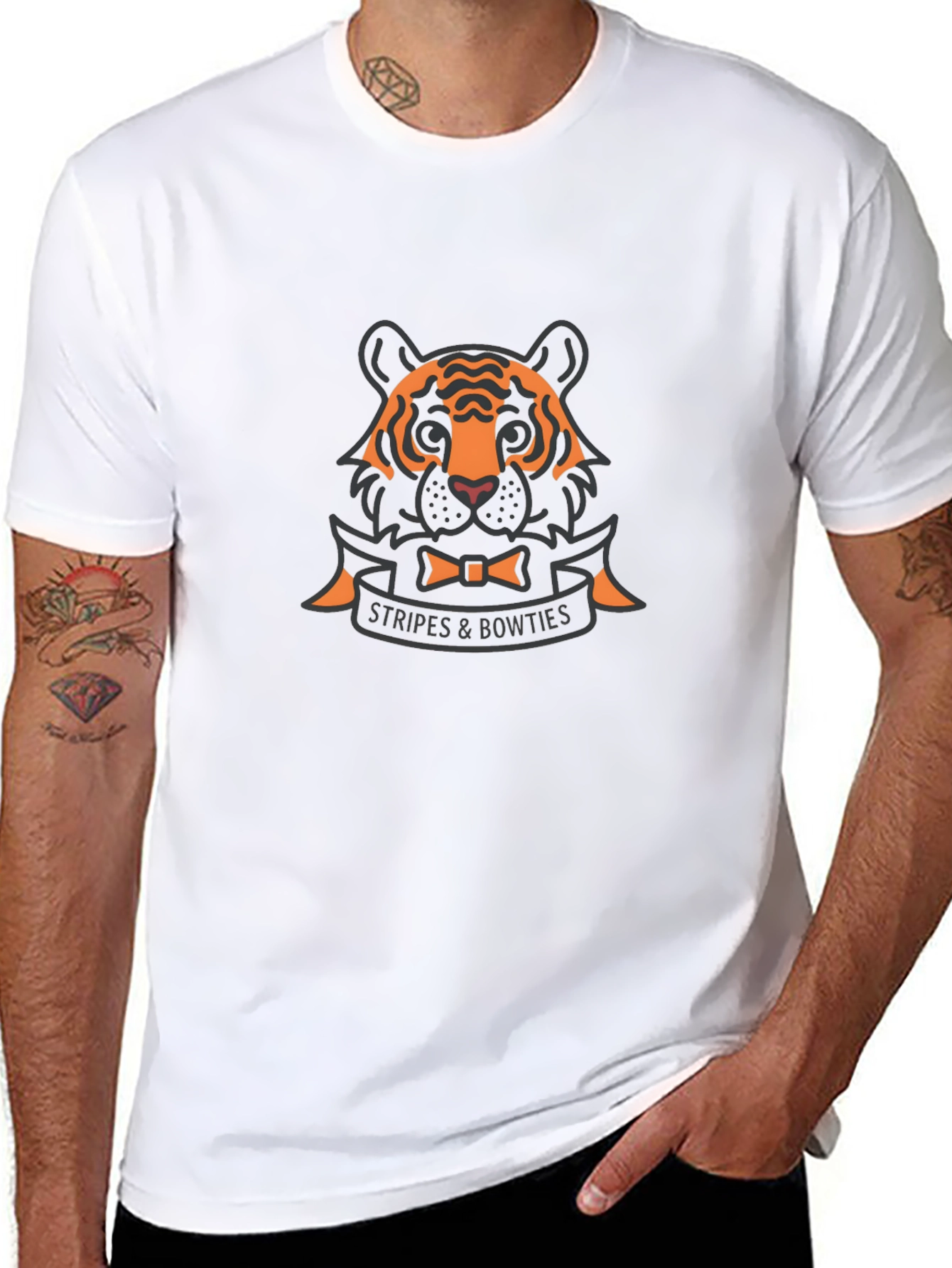 Stripes & Bowties Tiger Graphic T-Shirt - Black