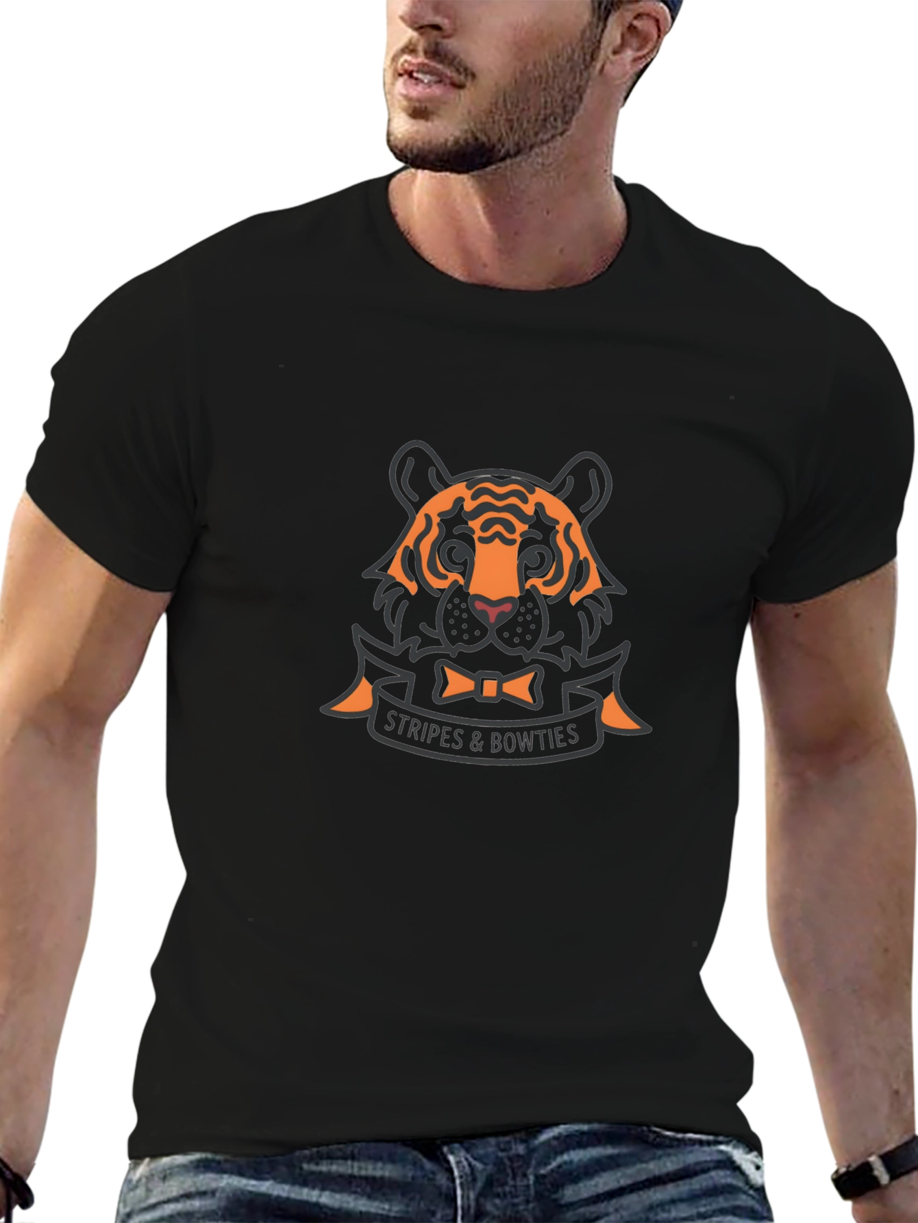 Stripes & Bowties Tiger Graphic T-Shirt - Black