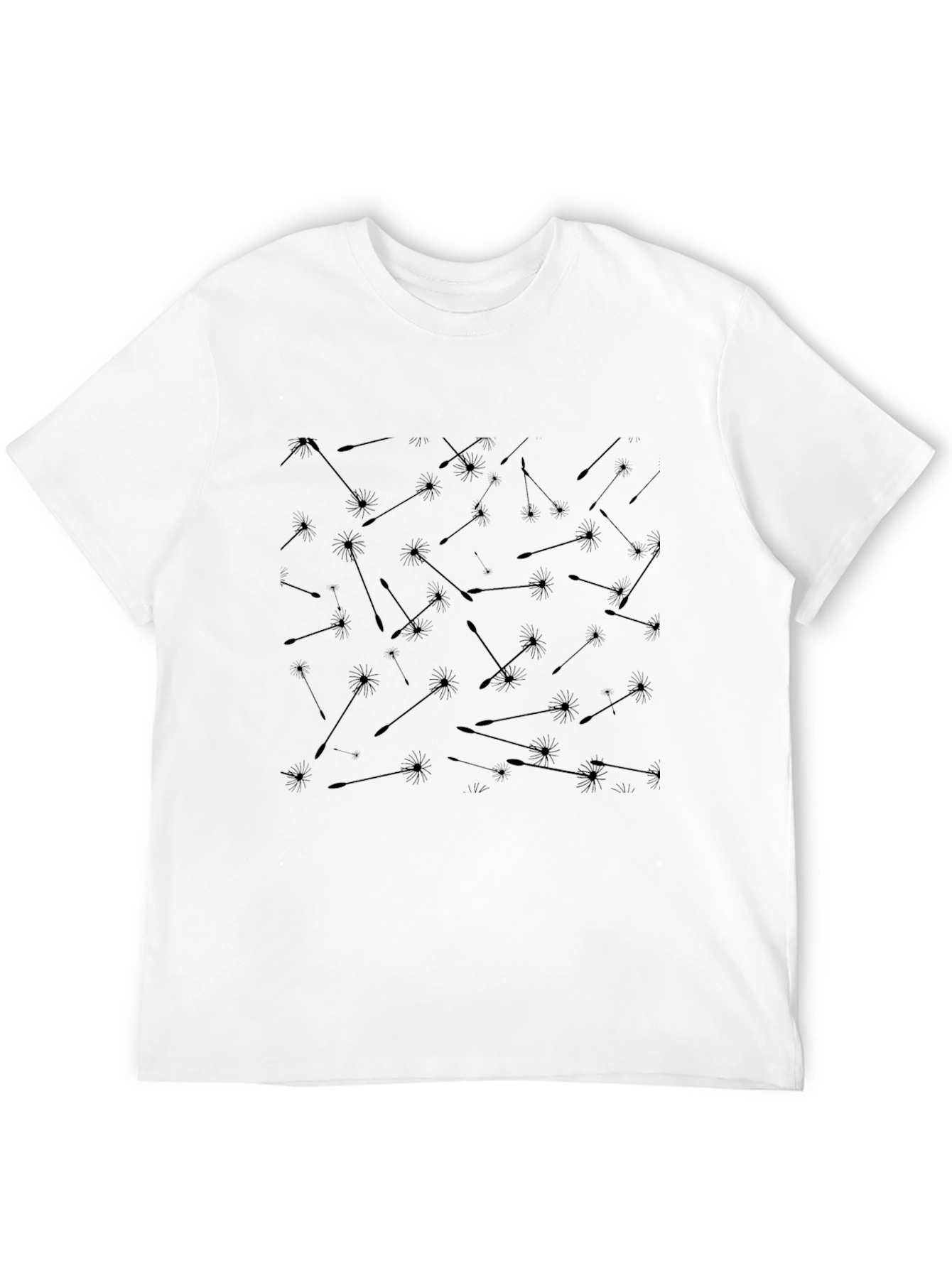 Mens Black Dandelion Print Tee