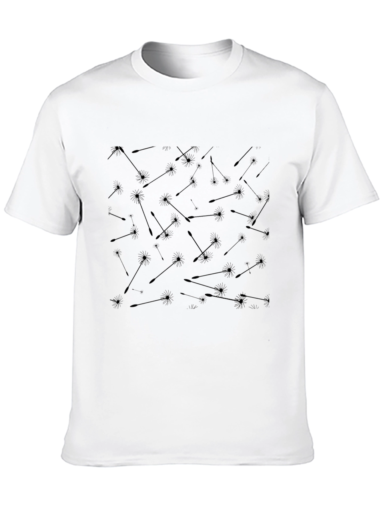 Mens Black Dandelion Print Tee