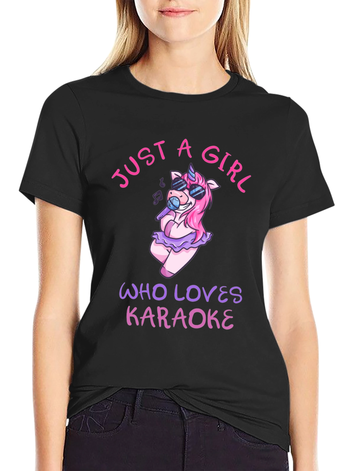 Karaoke Unicorn Girls T-Shirt