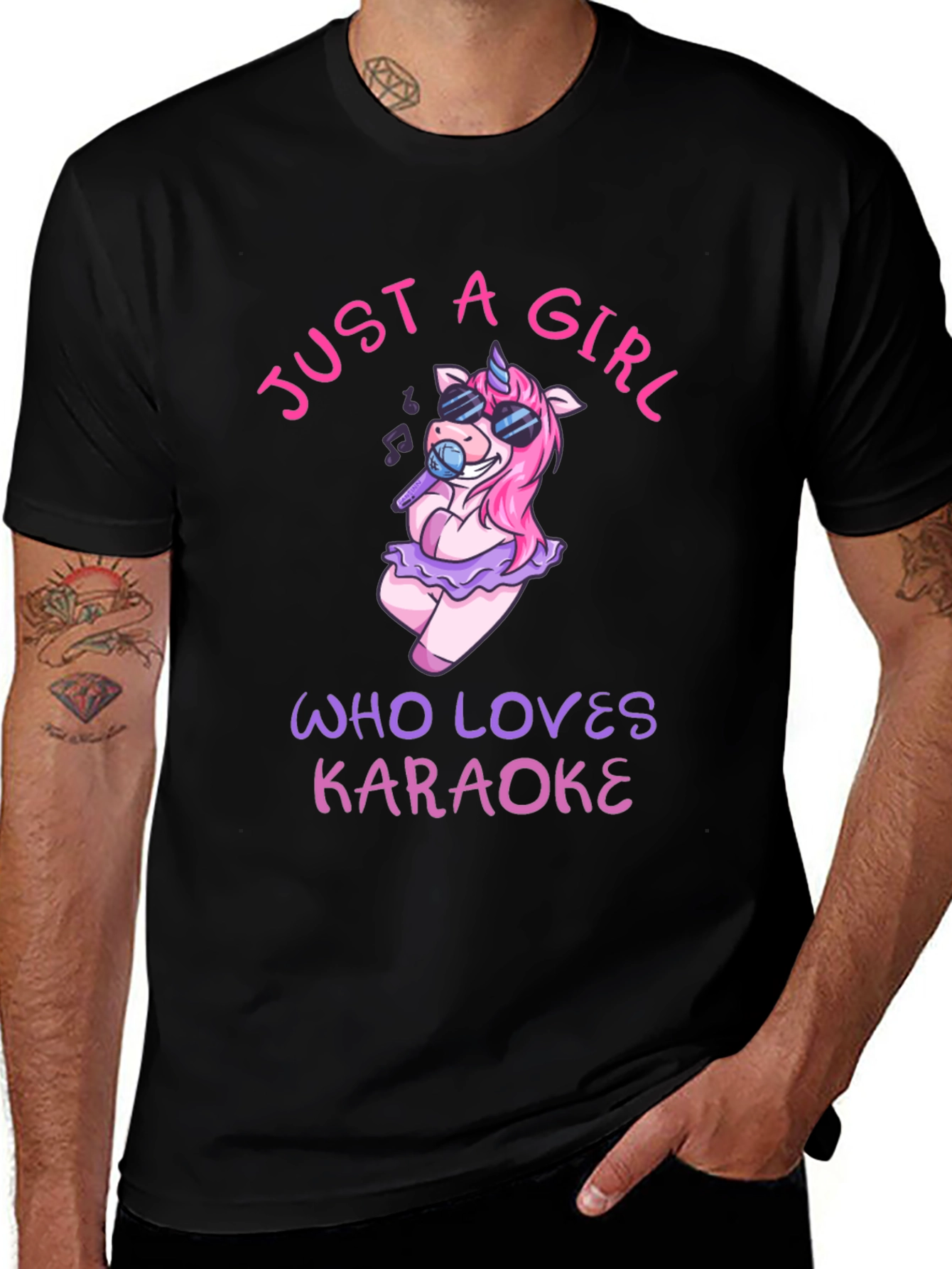 Karaoke Unicorn Girls T-Shirt