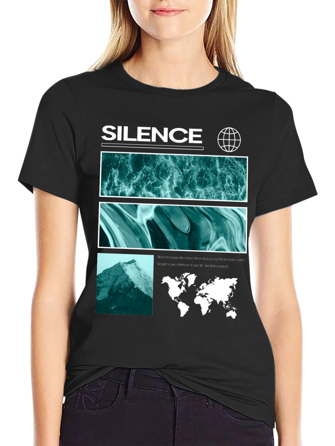 Silence Graphic Print T-Shirt