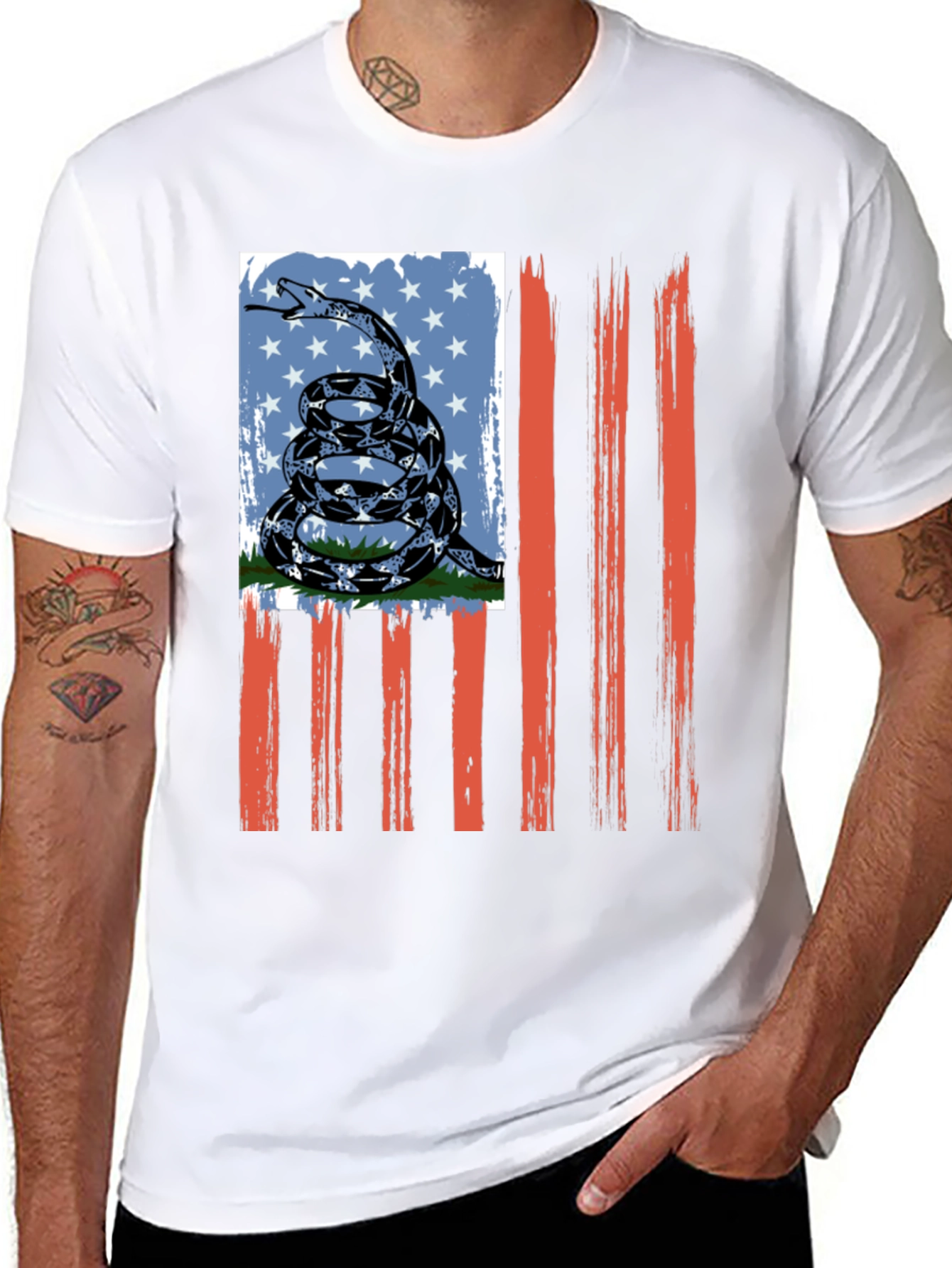 American Flag Snake Graphic T-Shirt