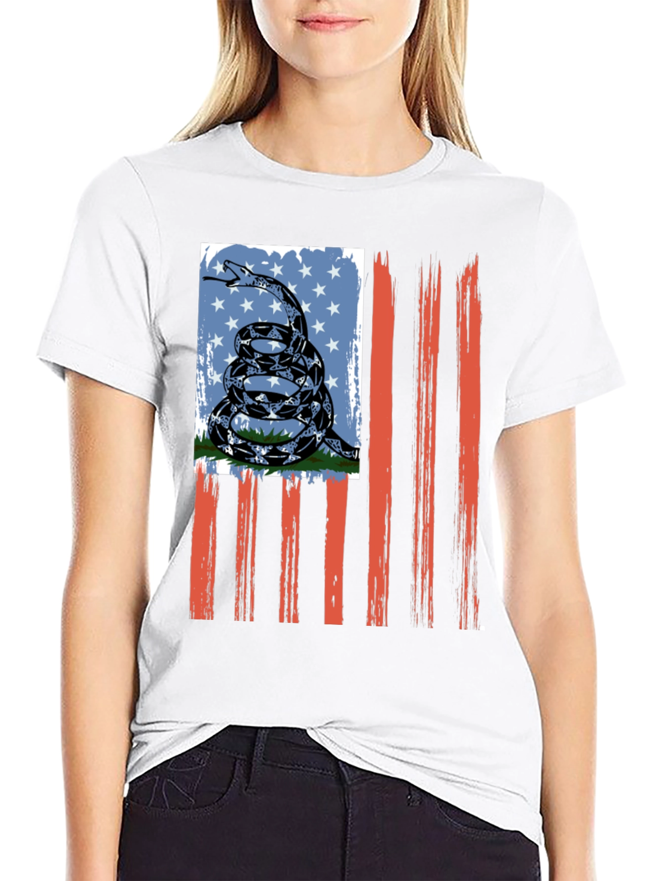 American Flag Snake Graphic T-Shirt