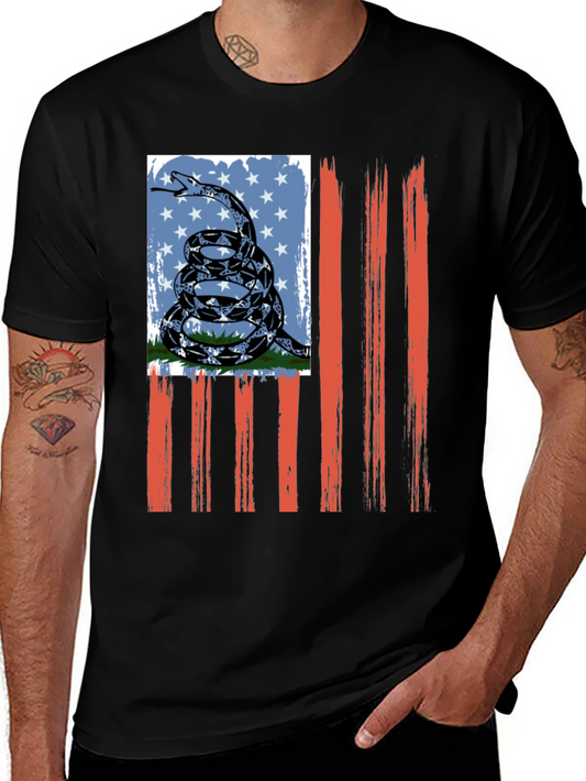 American Flag Snake Graphic T-Shirt