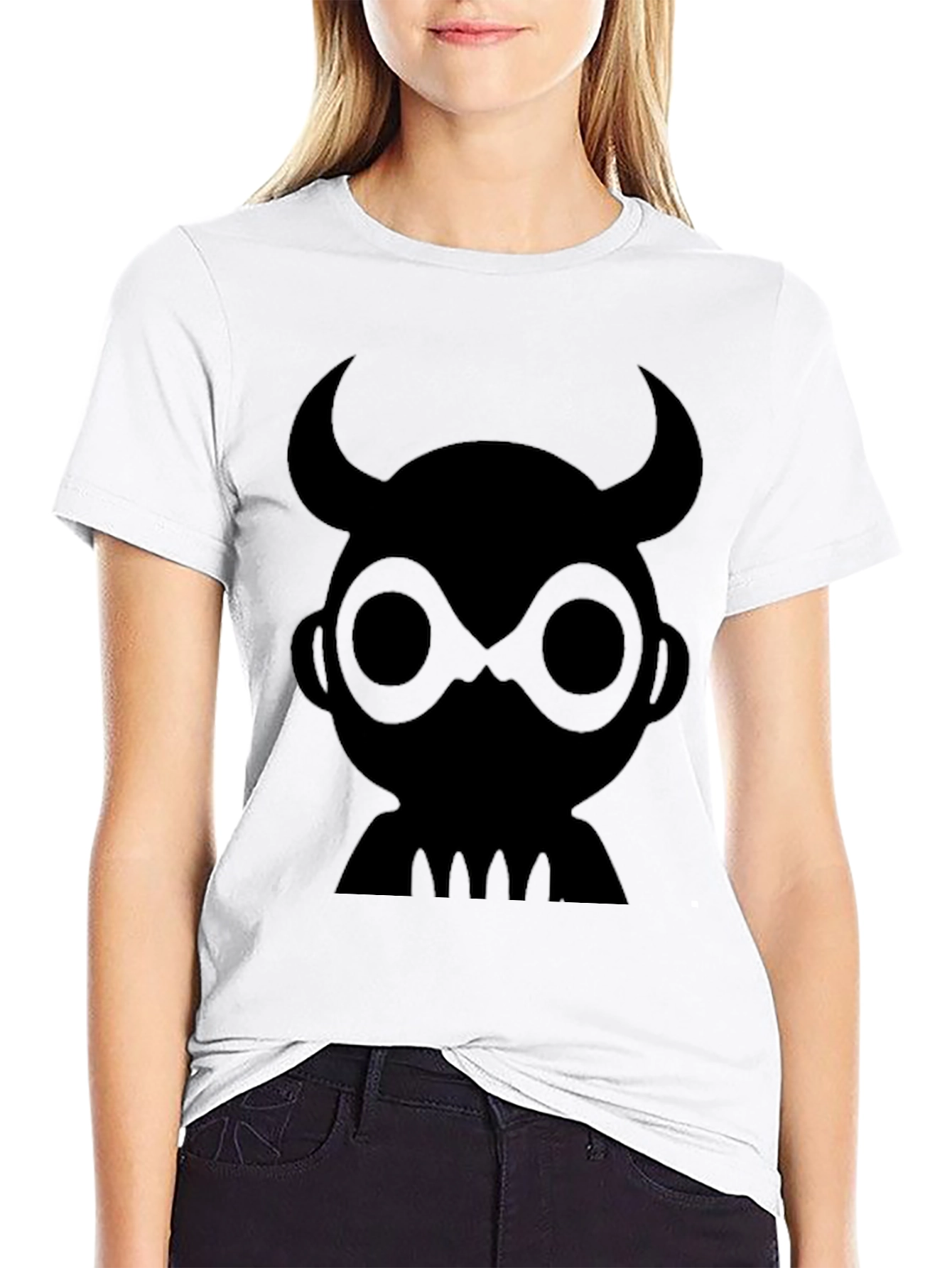 Graphic Black T-Shirt - Devil Cartoon