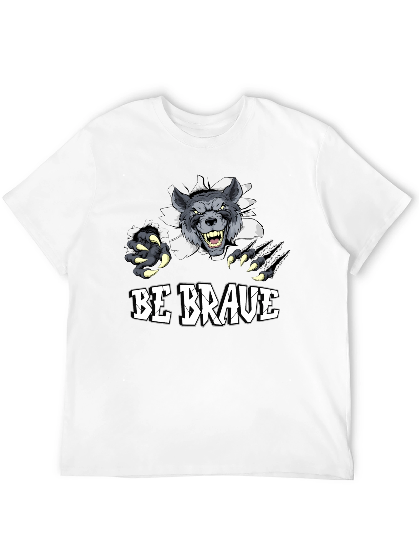 Be Brave Wolf Graphic Print T-Shirt