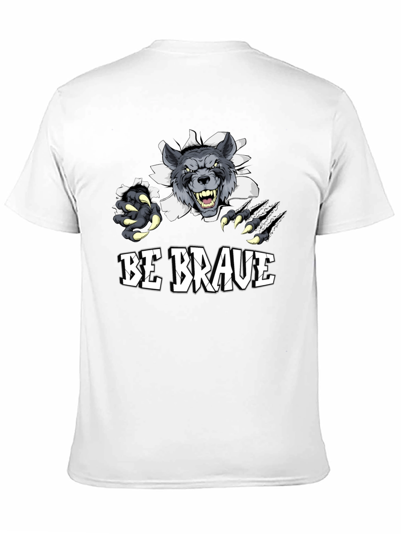 Be Brave Wolf Graphic Print T-Shirt