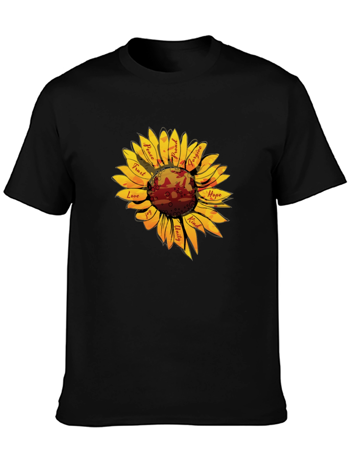 Sunflower Kindness Graphic T-Shirt - Black