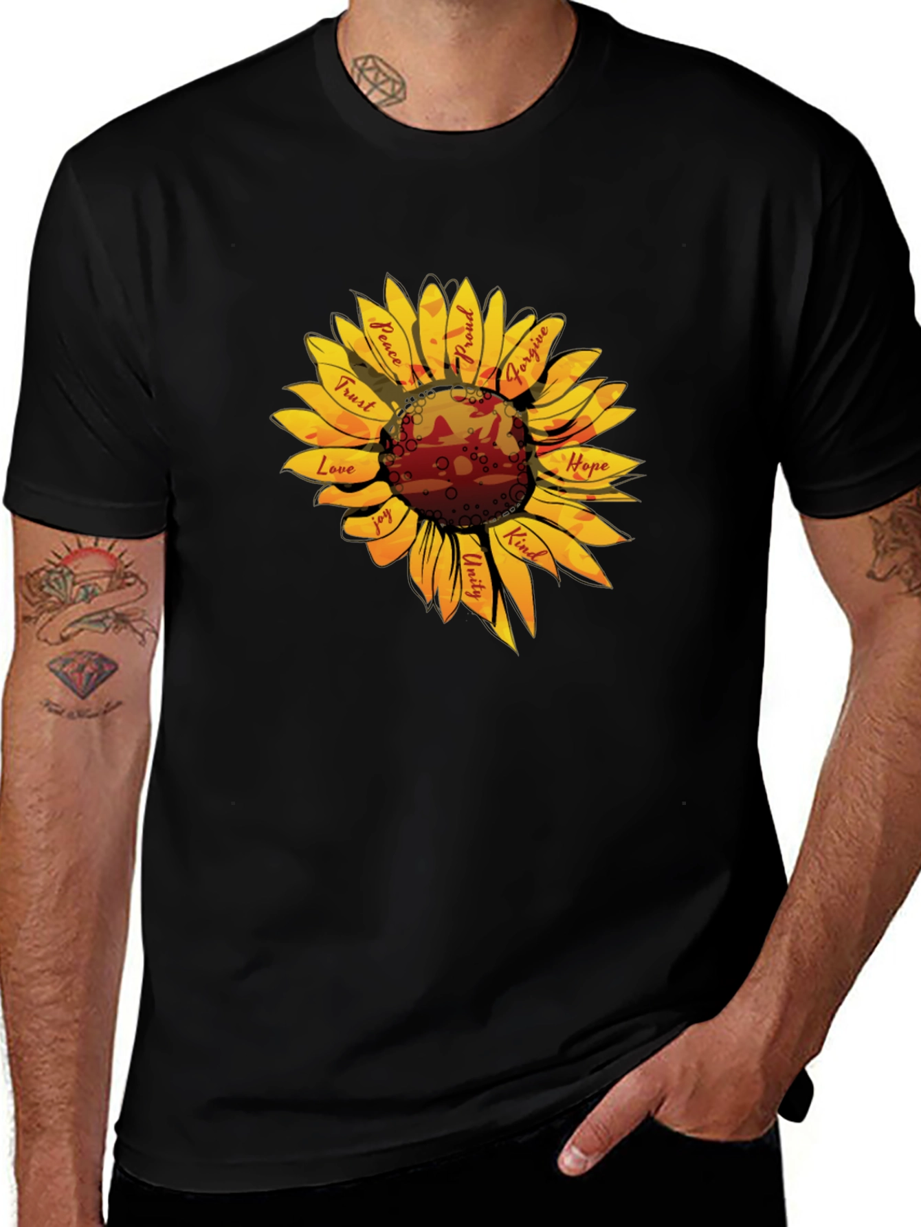 Sunflower Kindness Graphic T-Shirt - Black