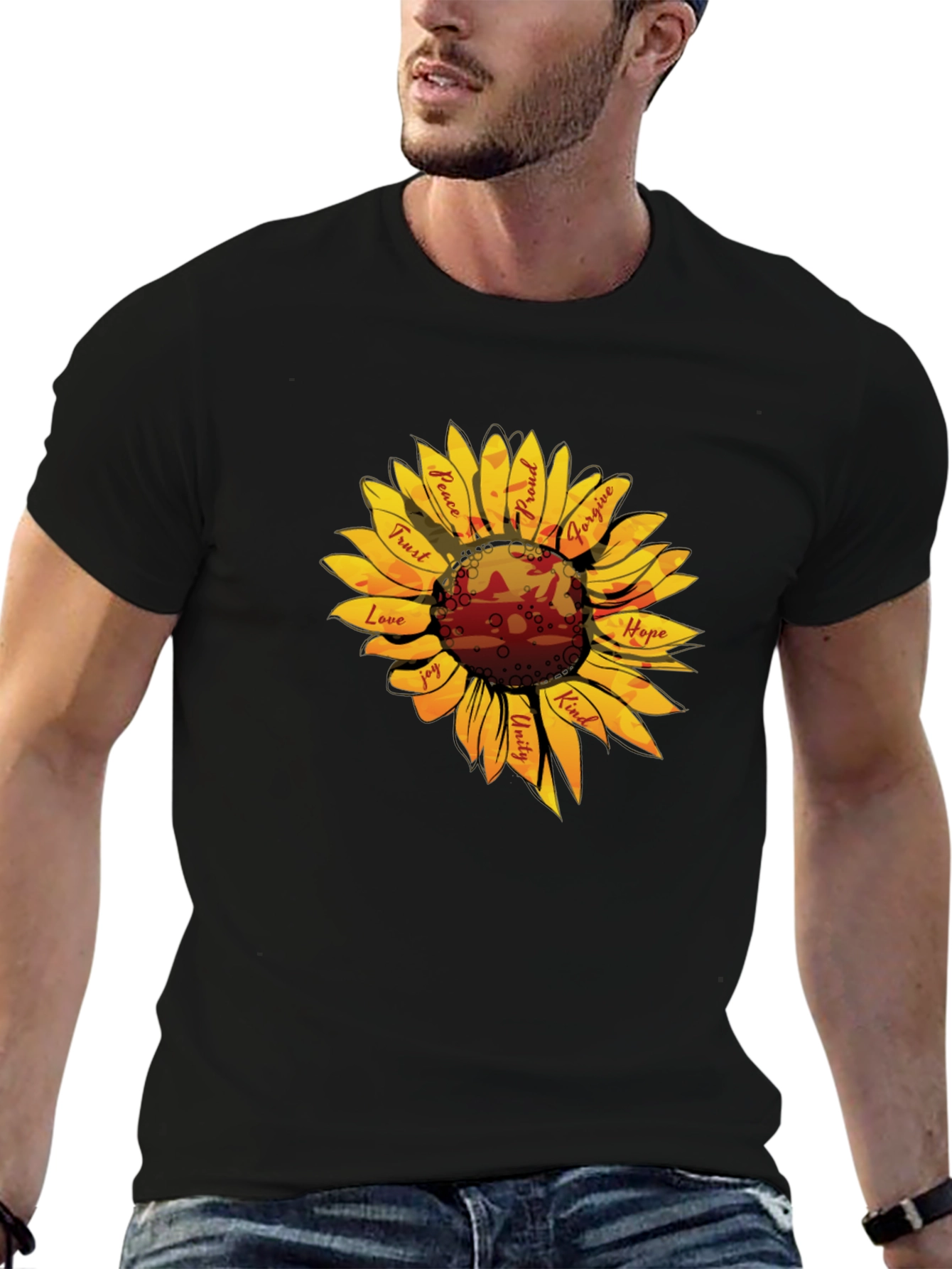 Sunflower Kindness Graphic T-Shirt - Black