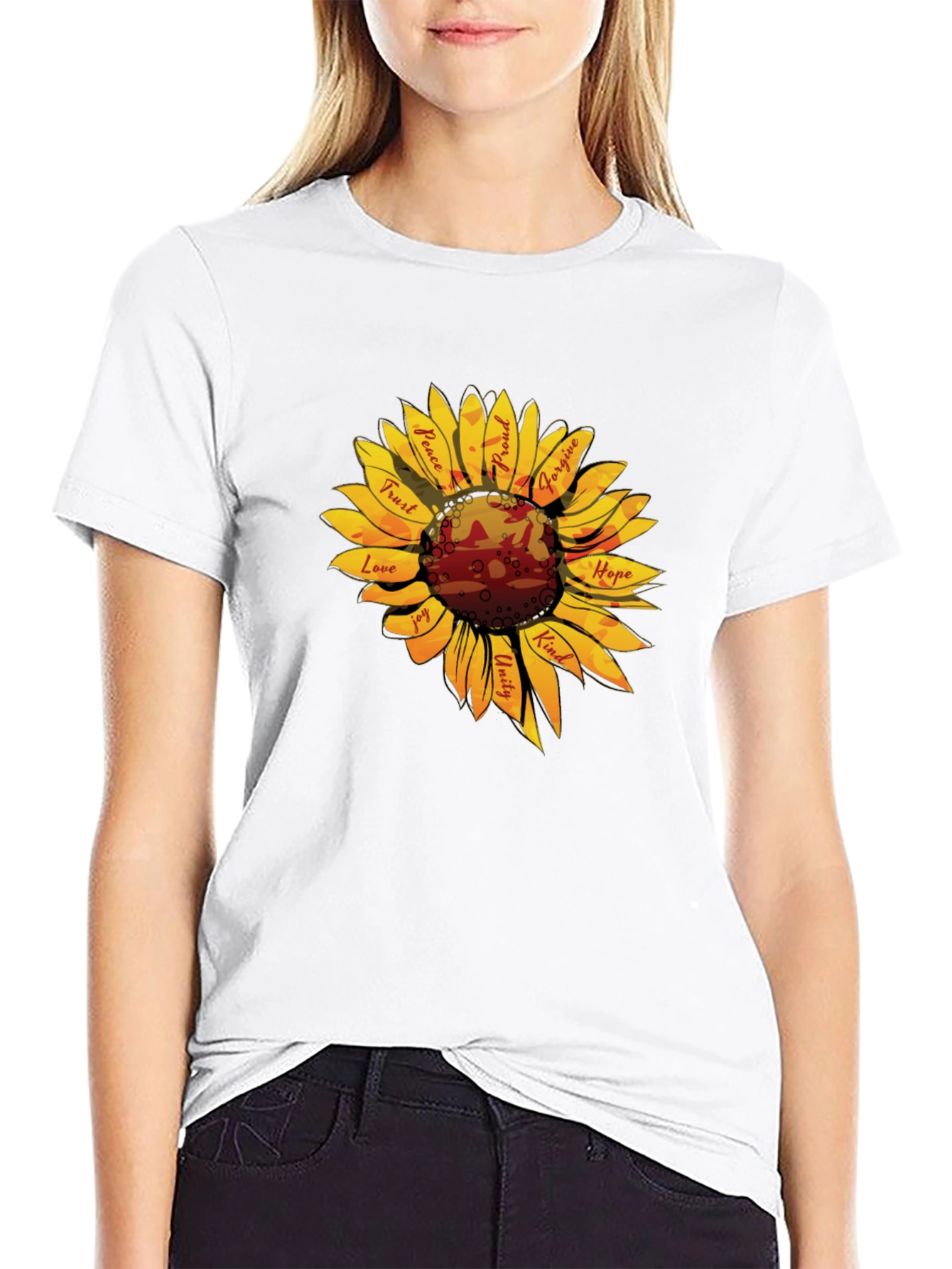 Sunflower Kindness Graphic T-Shirt - Black