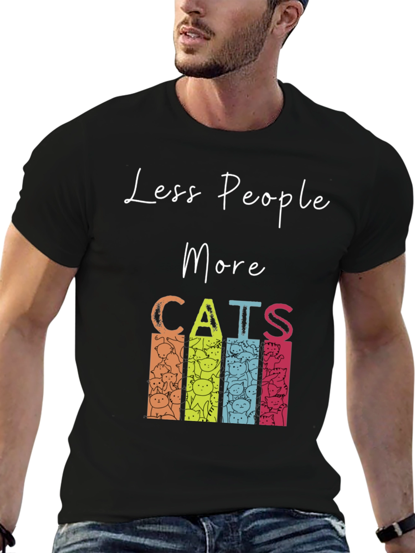 Less People More Cats Graphic Tee