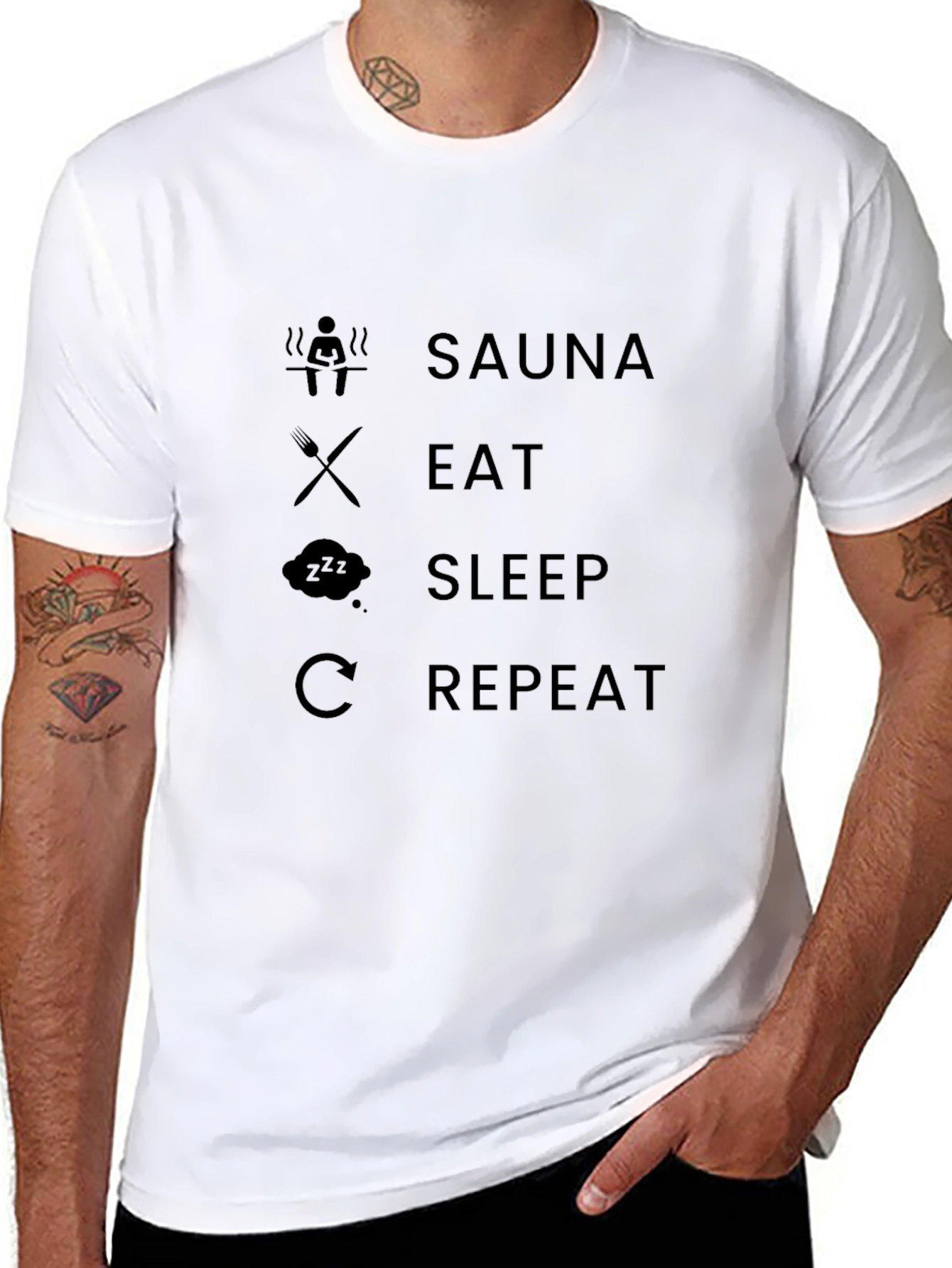 Sauna Eat Sleep Repeat T-Shirt - Humorous Design