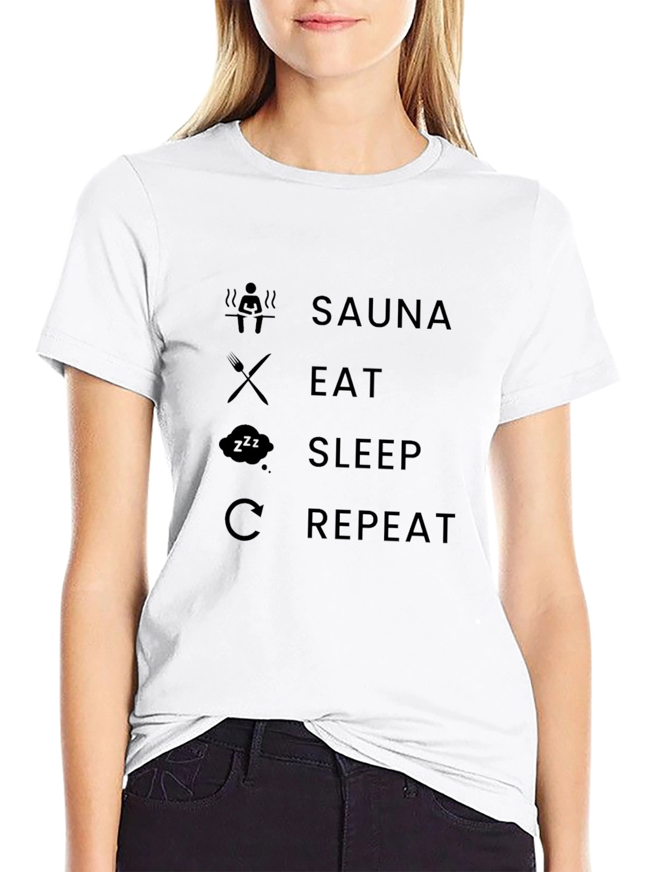 Sauna Eat Sleep Repeat T-Shirt - Humorous Design