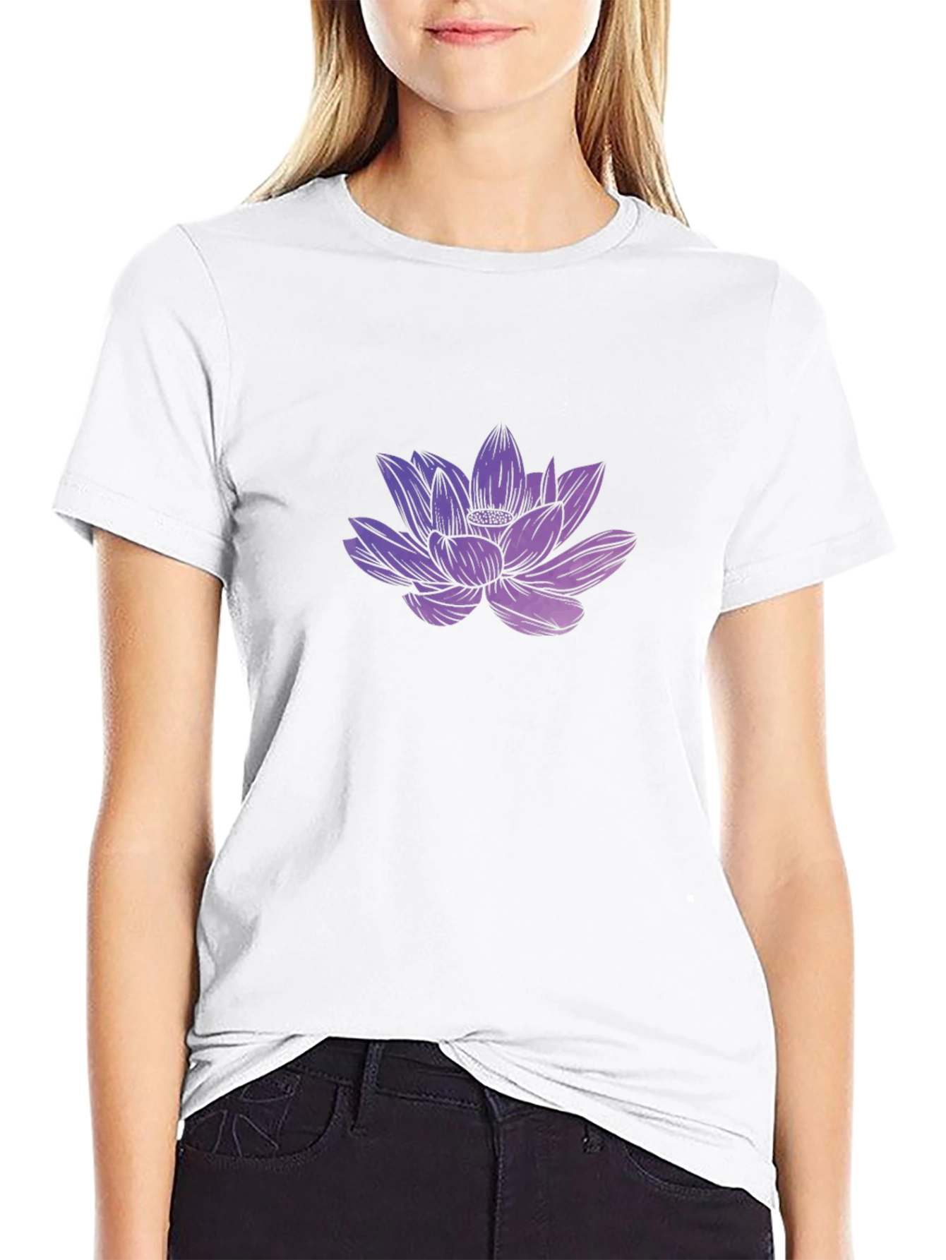 Lotus Flower Graphic Tee - Black