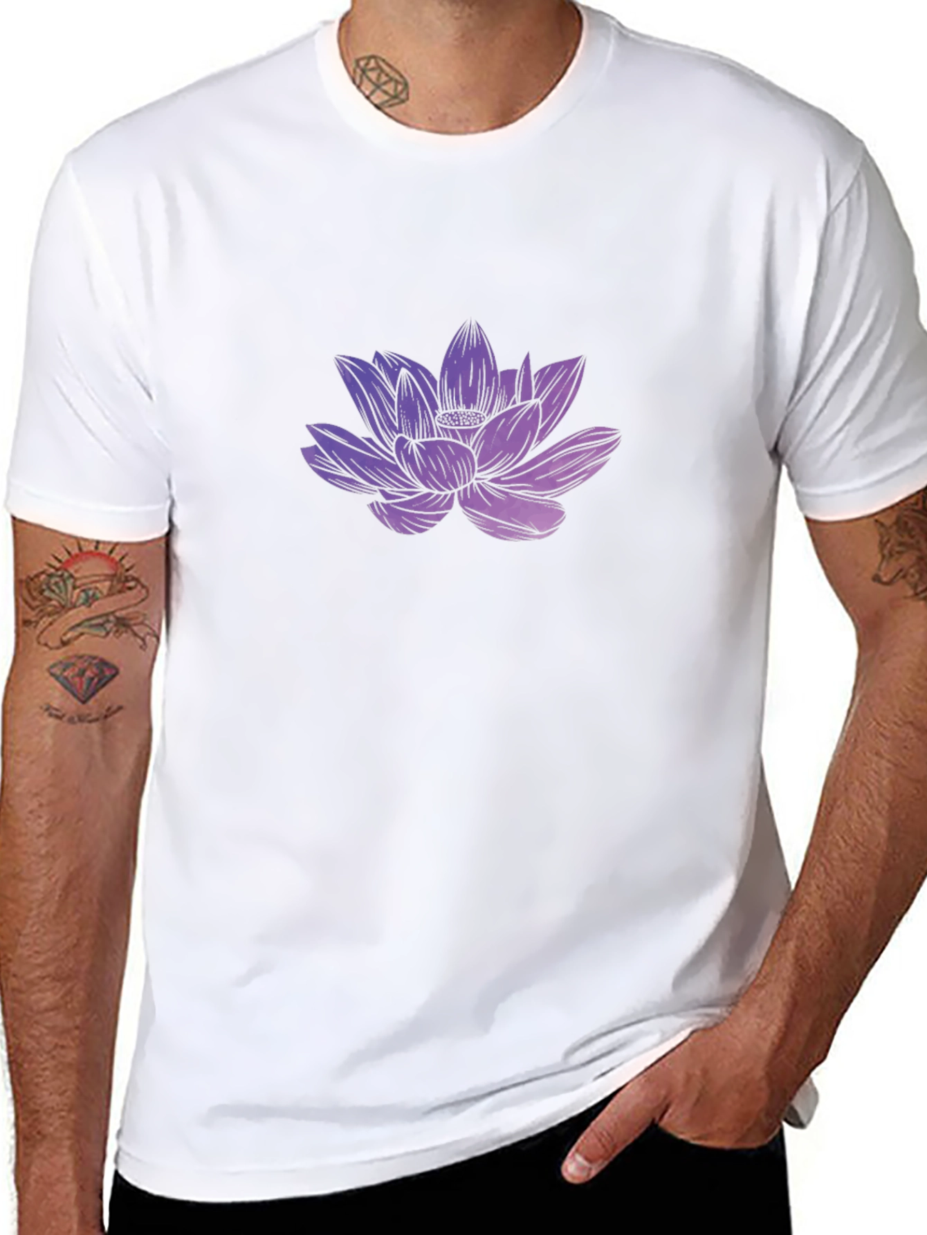 Lotus Flower Graphic Tee - Black