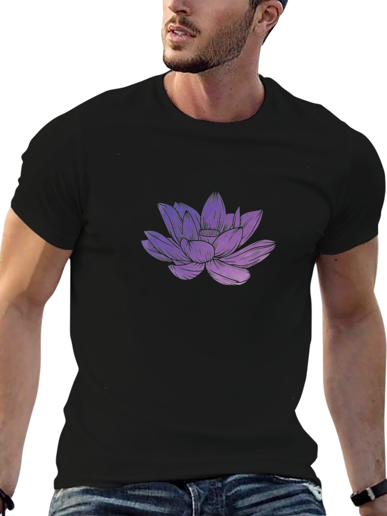 Lotus Flower Graphic Tee - Black