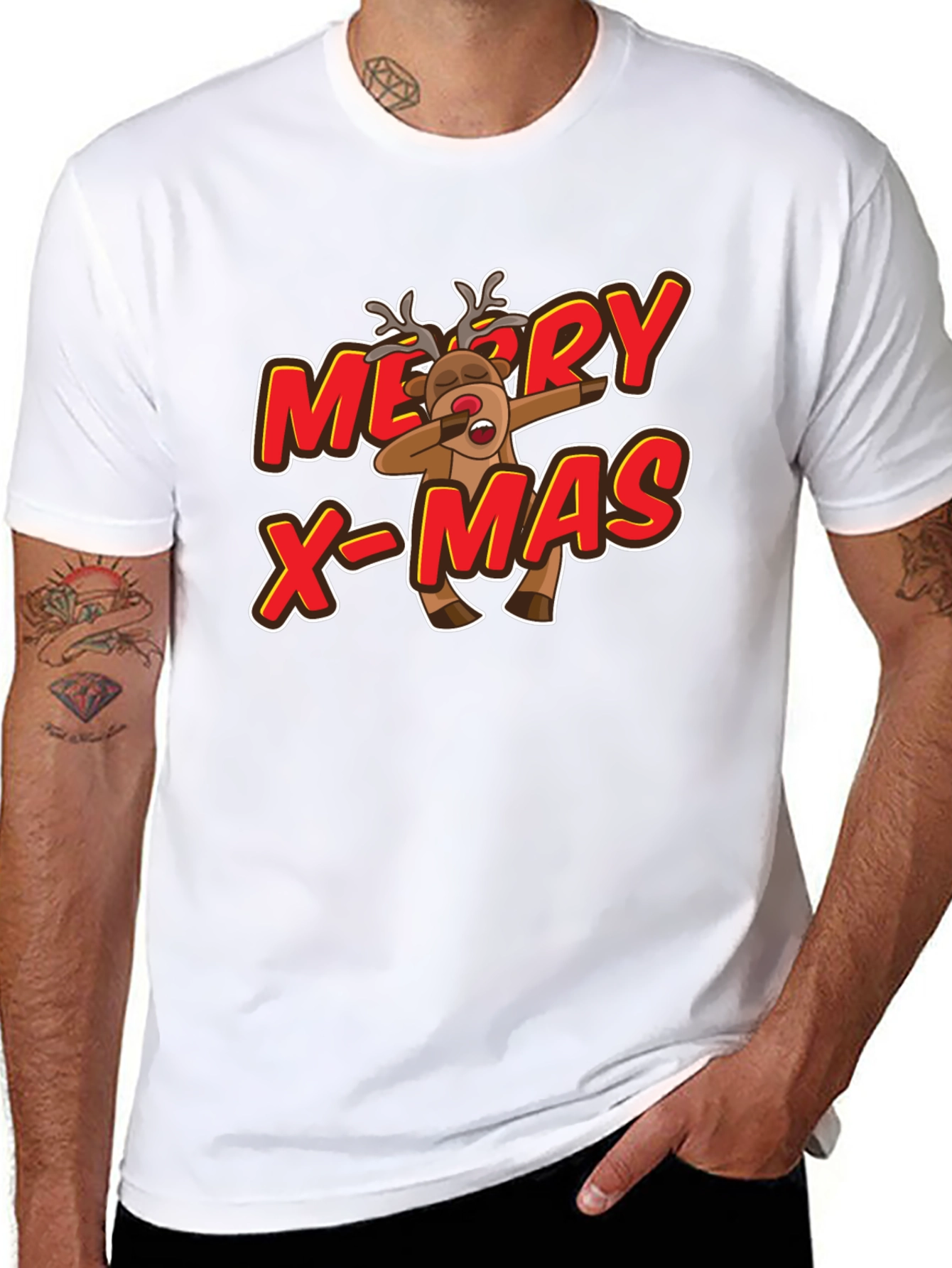Merry X-Mas Reindeer Dabbing Graphic Tee