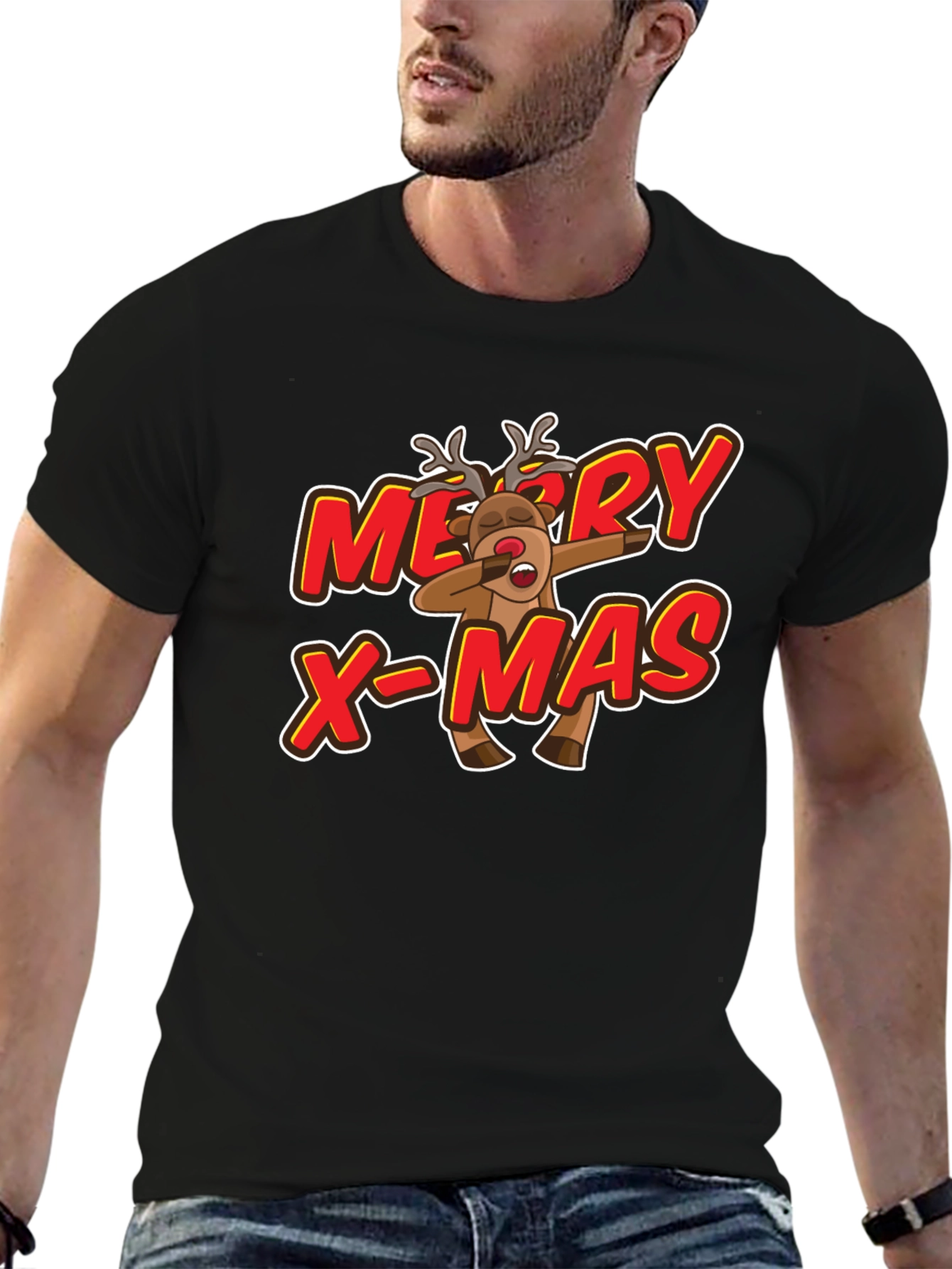 Merry X-Mas Reindeer Dabbing Graphic Tee