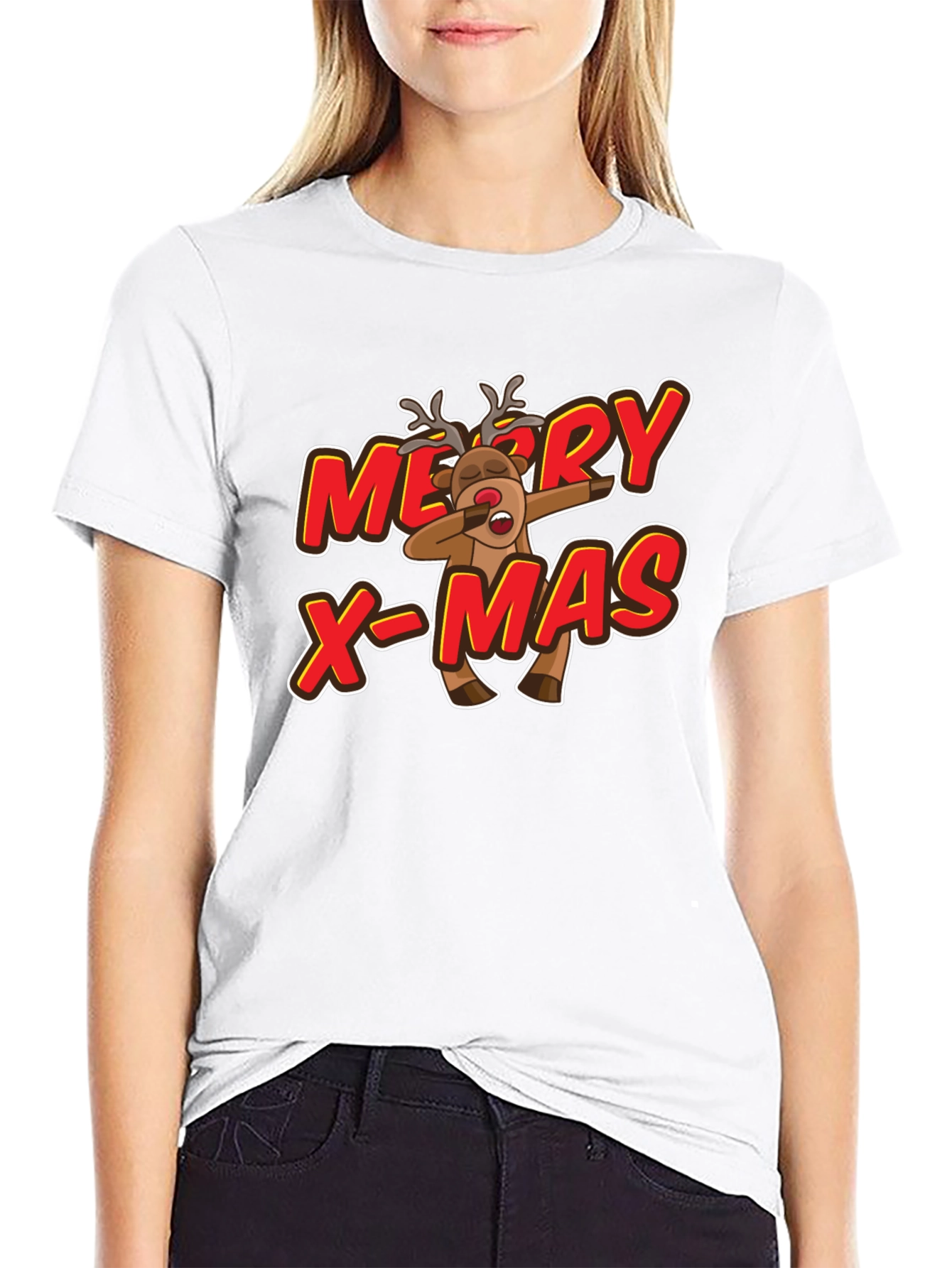 Merry X-Mas Reindeer Dabbing Graphic Tee