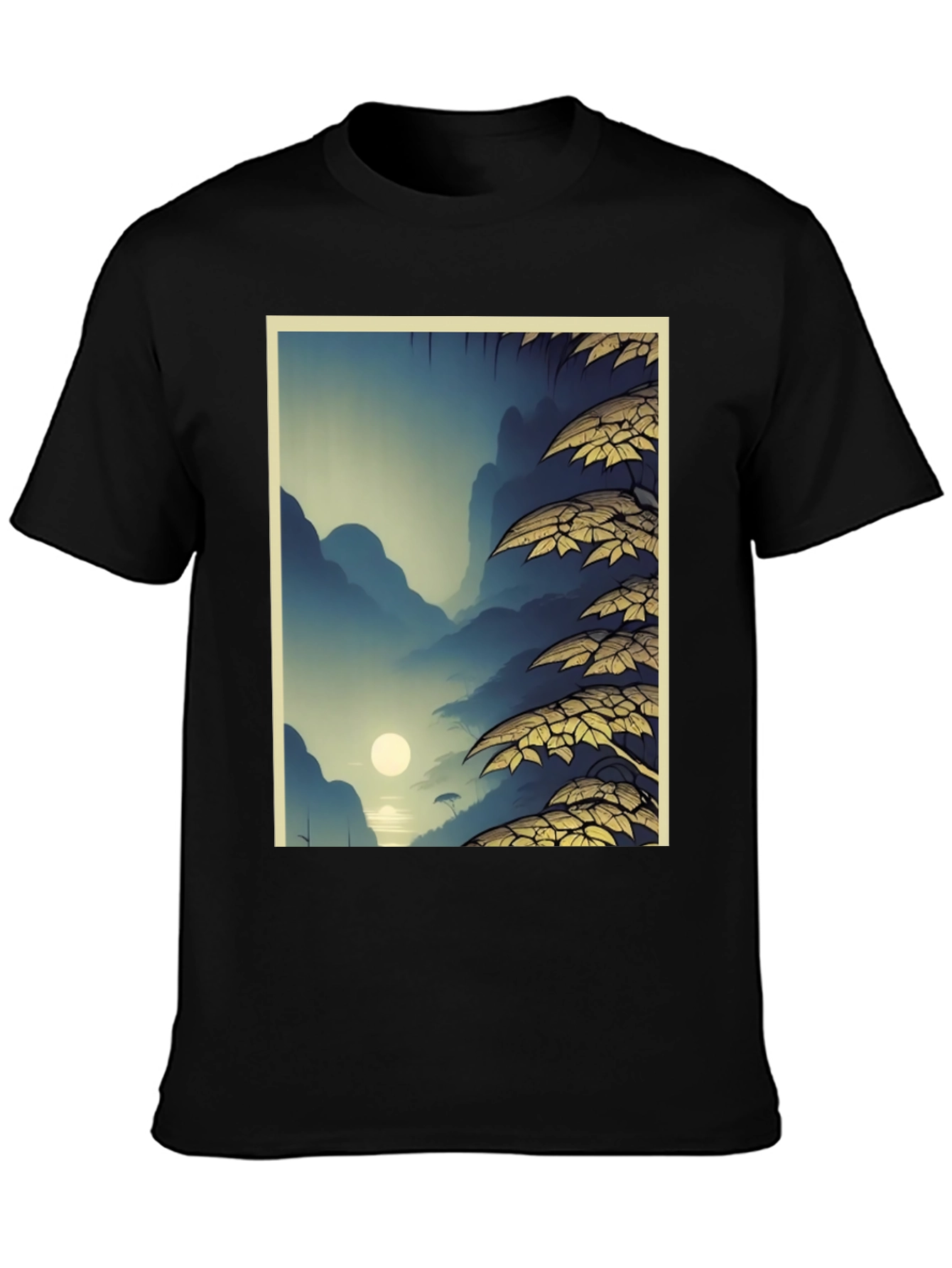 Nature Graphic Print Black T-Shirt
