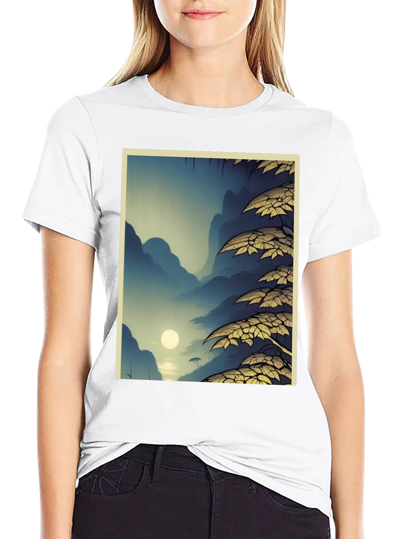 Nature Graphic Print Black T-Shirt