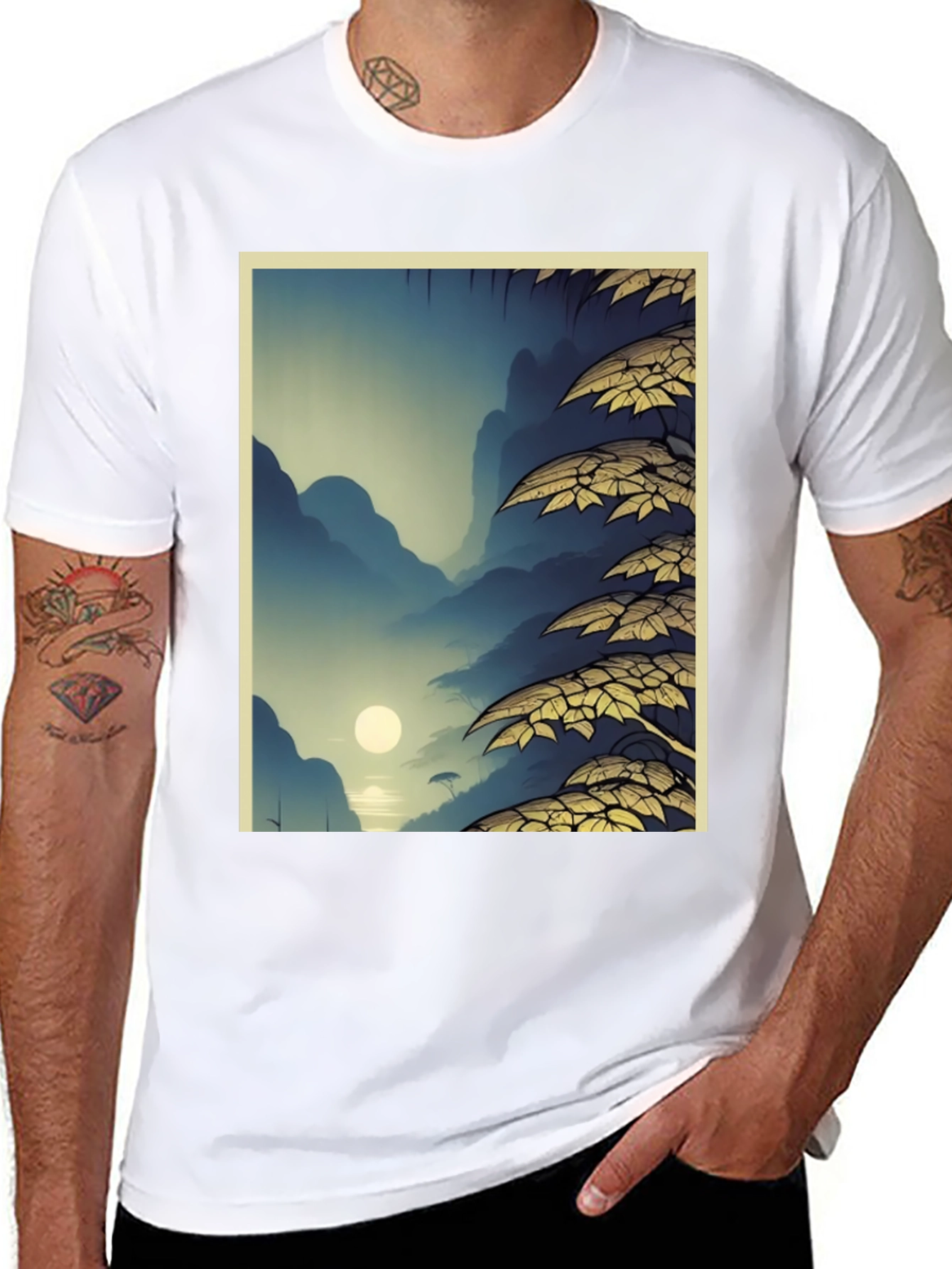 Nature Graphic Print Black T-Shirt