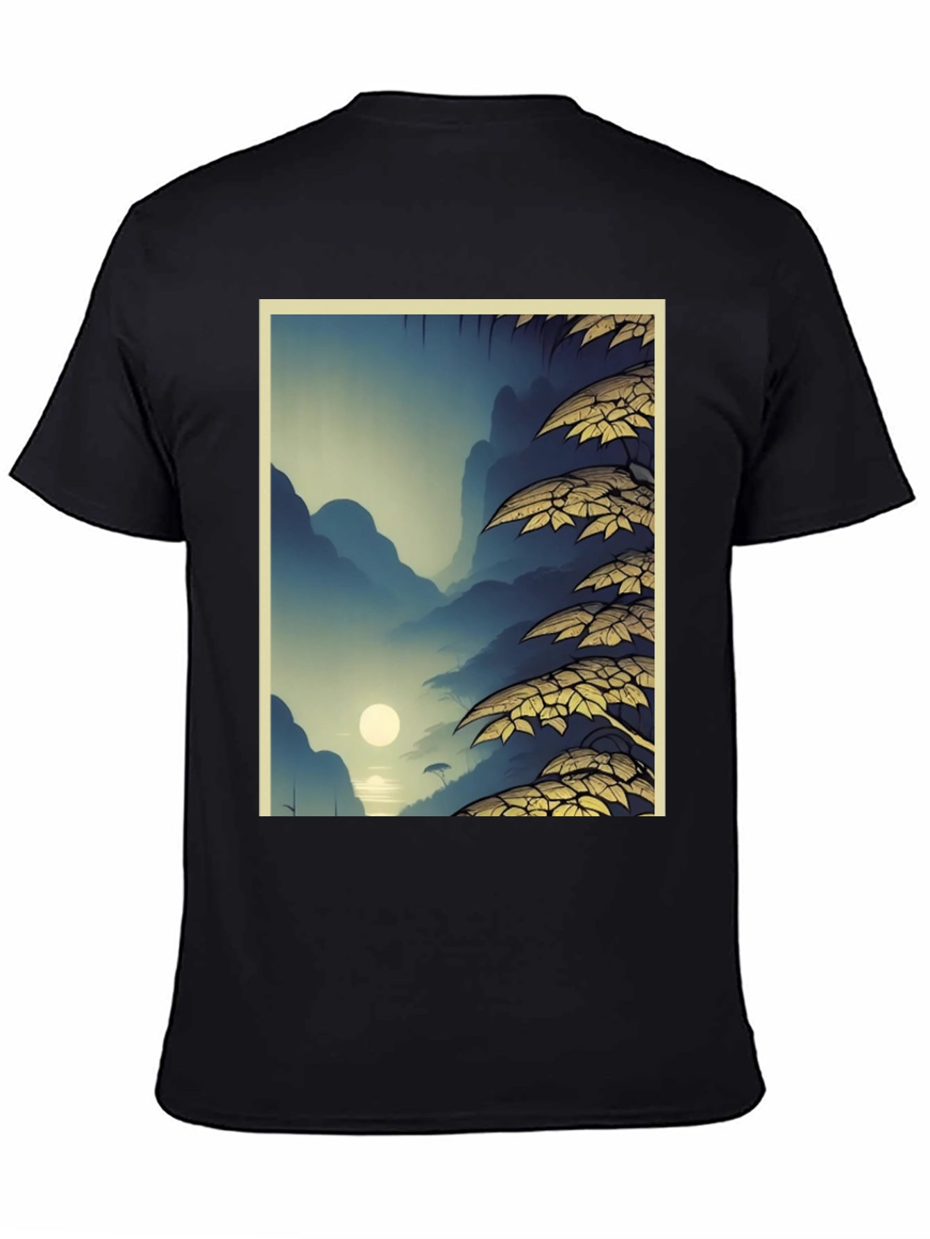 Nature Graphic Print Black T-Shirt