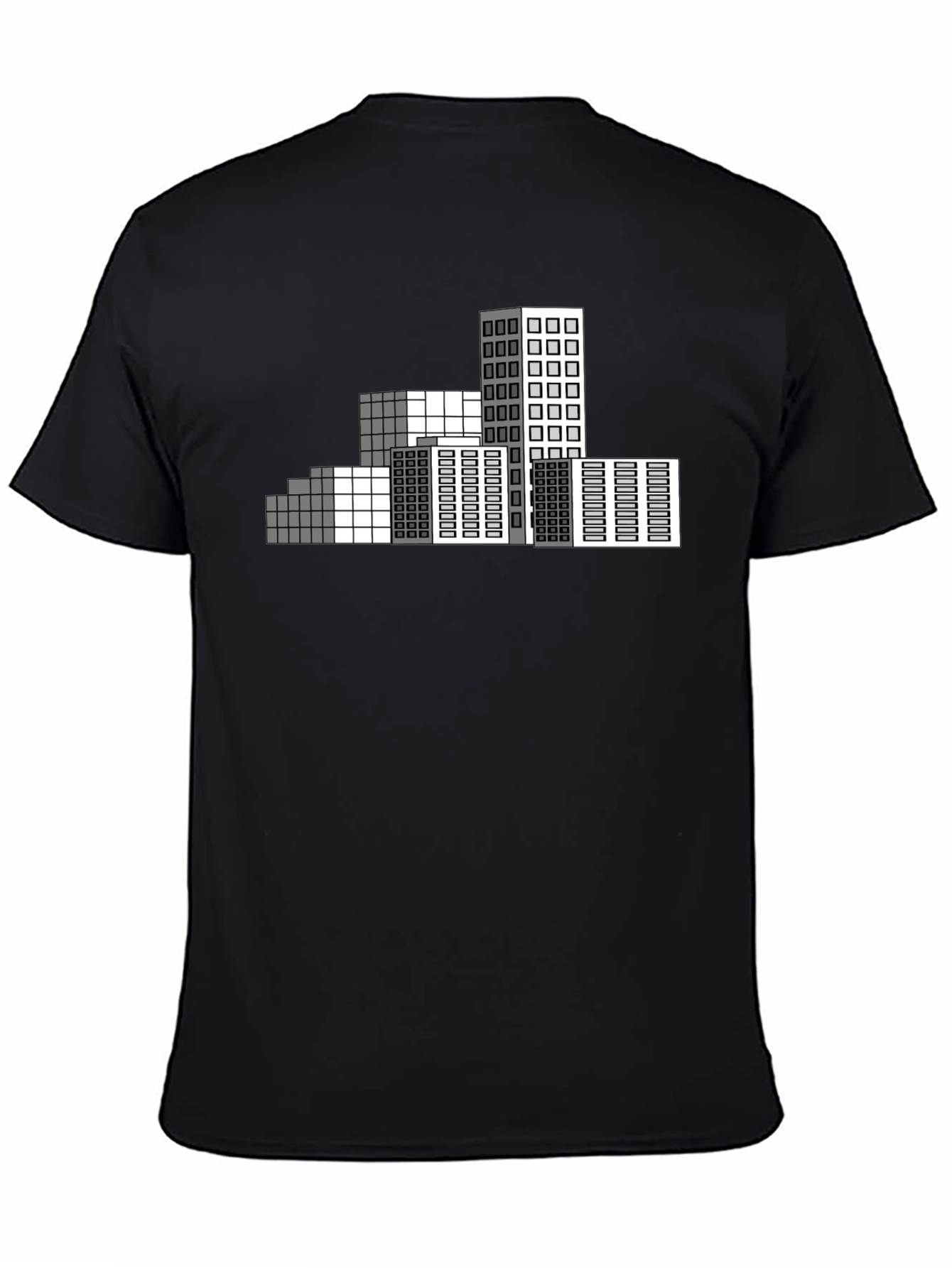 Geometric Cityscape T-Shirt - Modern Pixel Art Tee