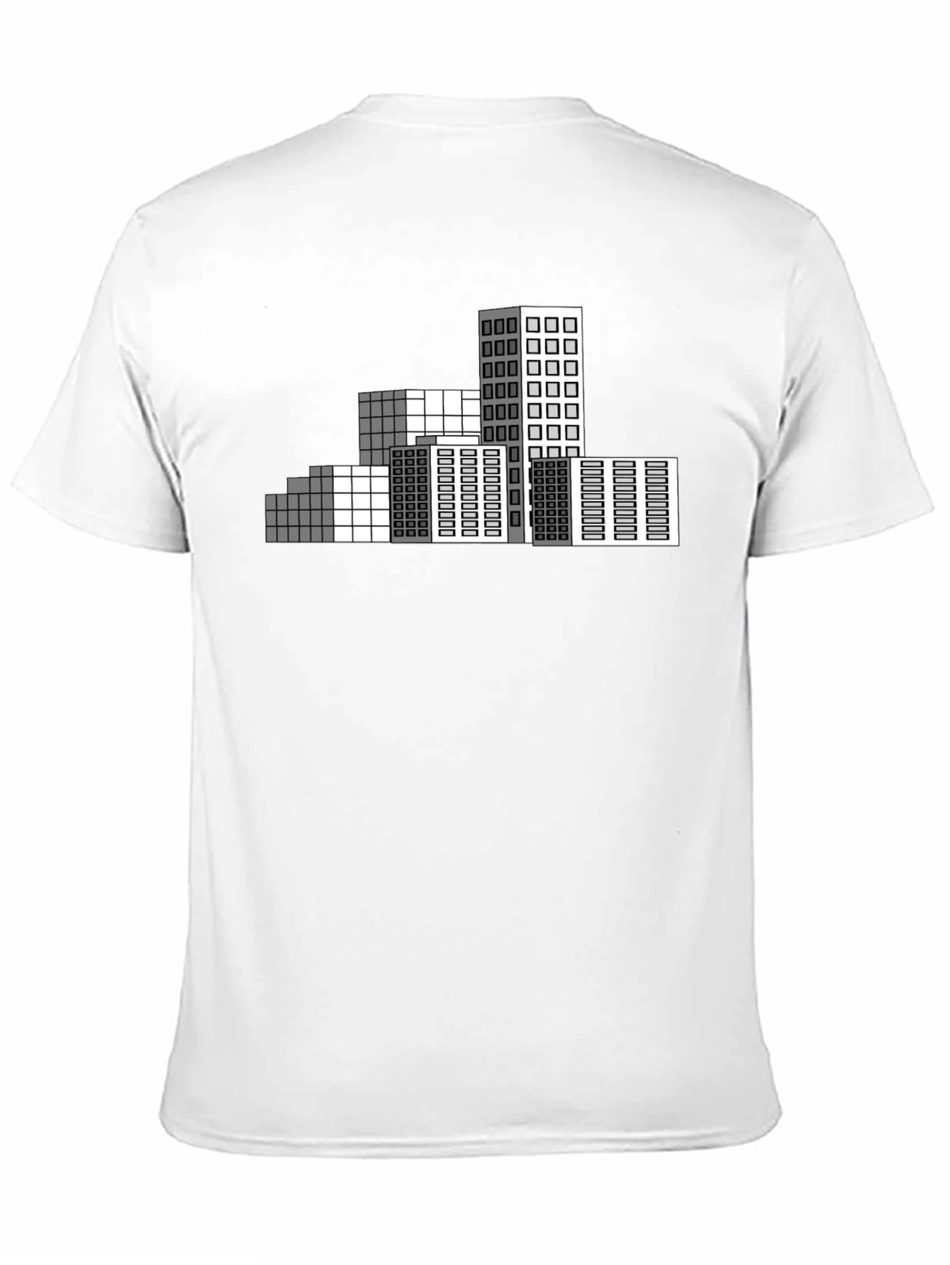 Geometric Cityscape T-Shirt - Modern Pixel Art Tee