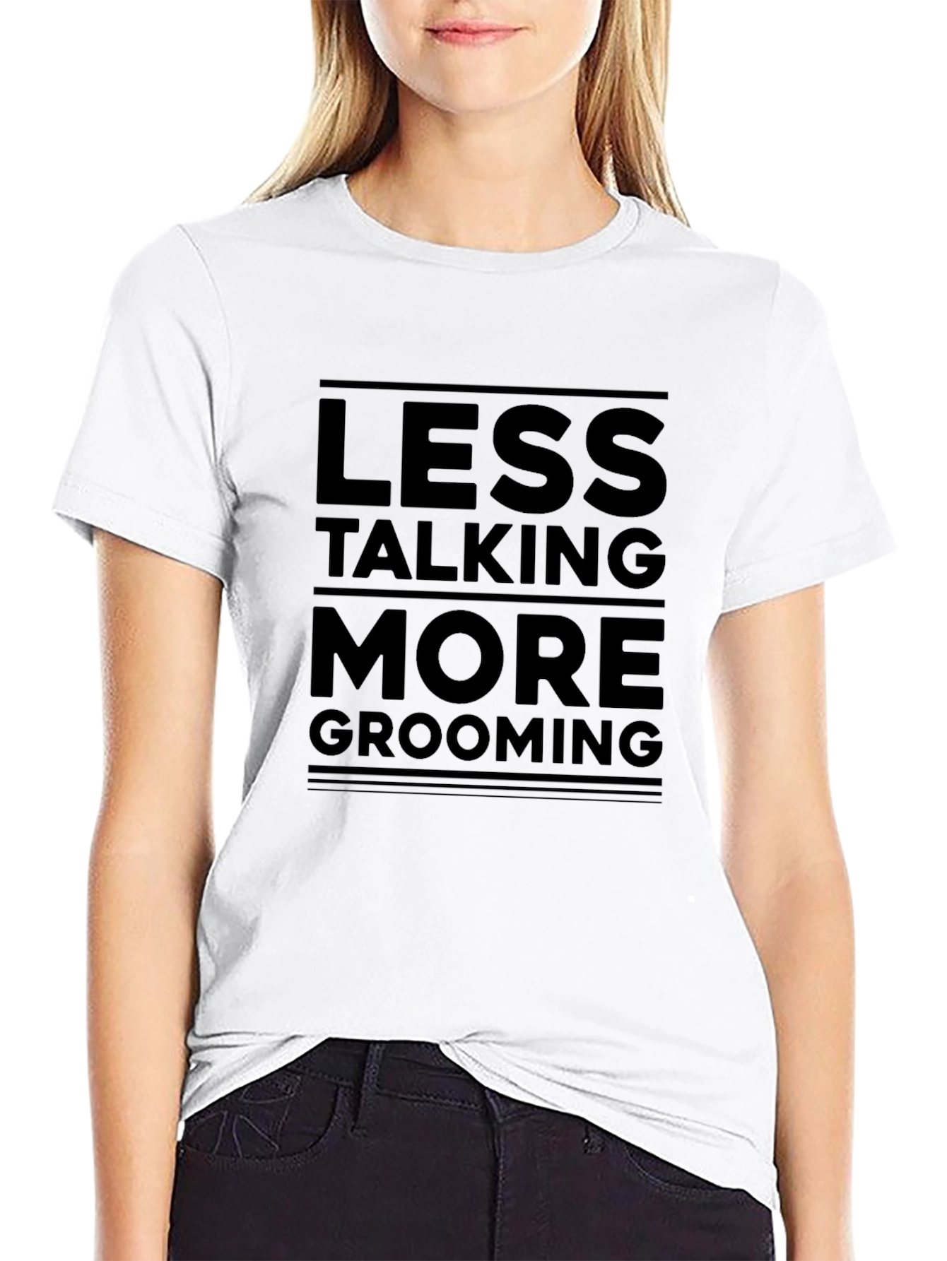 Less Talking More Grooming Black Graphic Tee