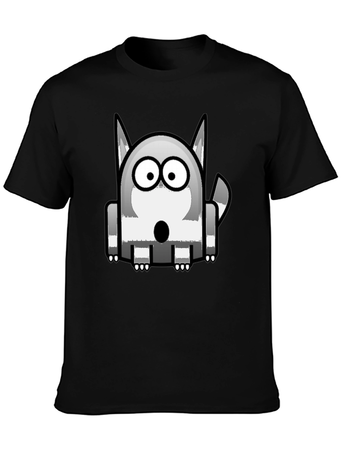 Cartoon Dog Graphic Print Black T-Shirt