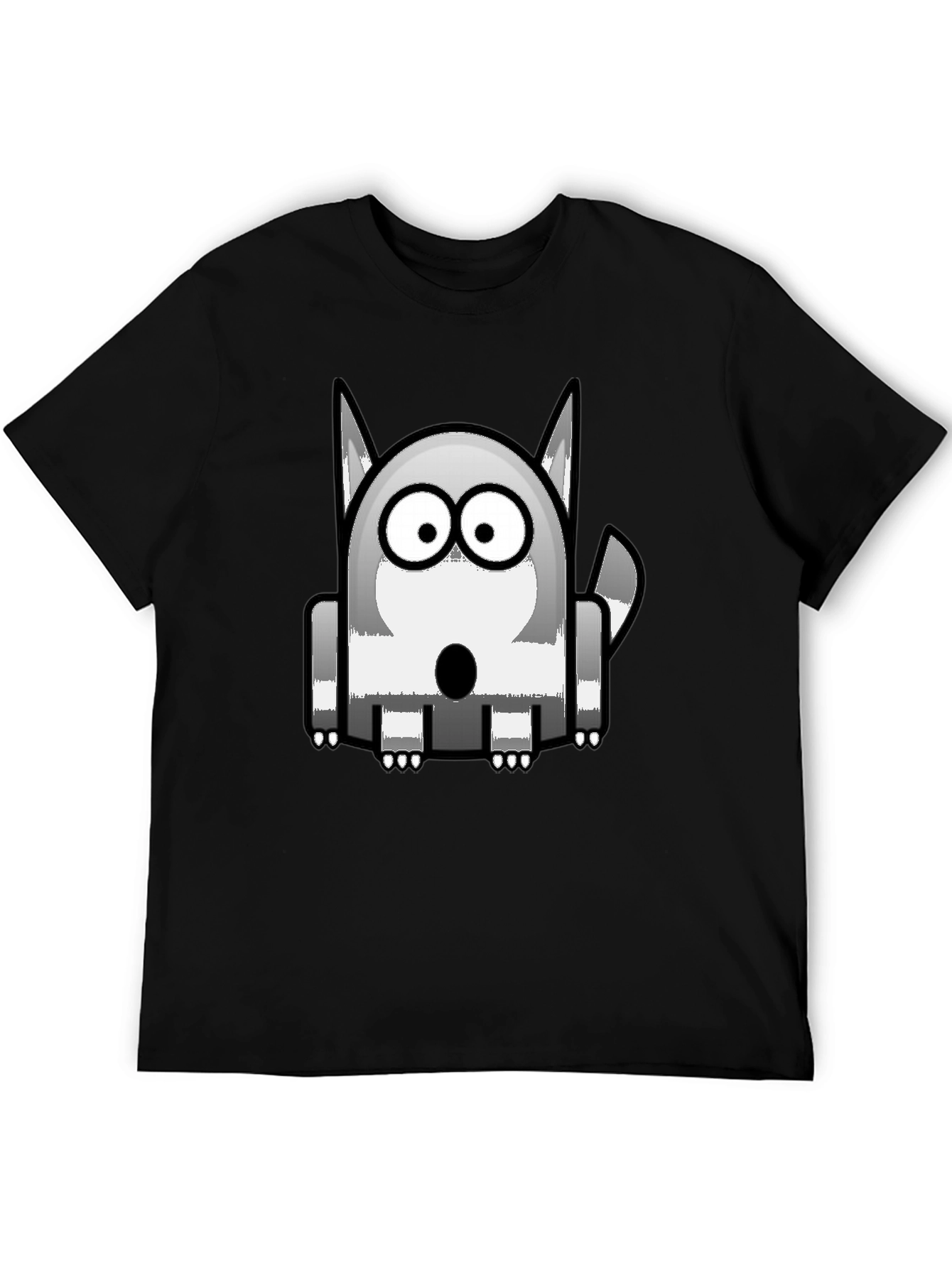 Cartoon Dog Graphic Print Black T-Shirt