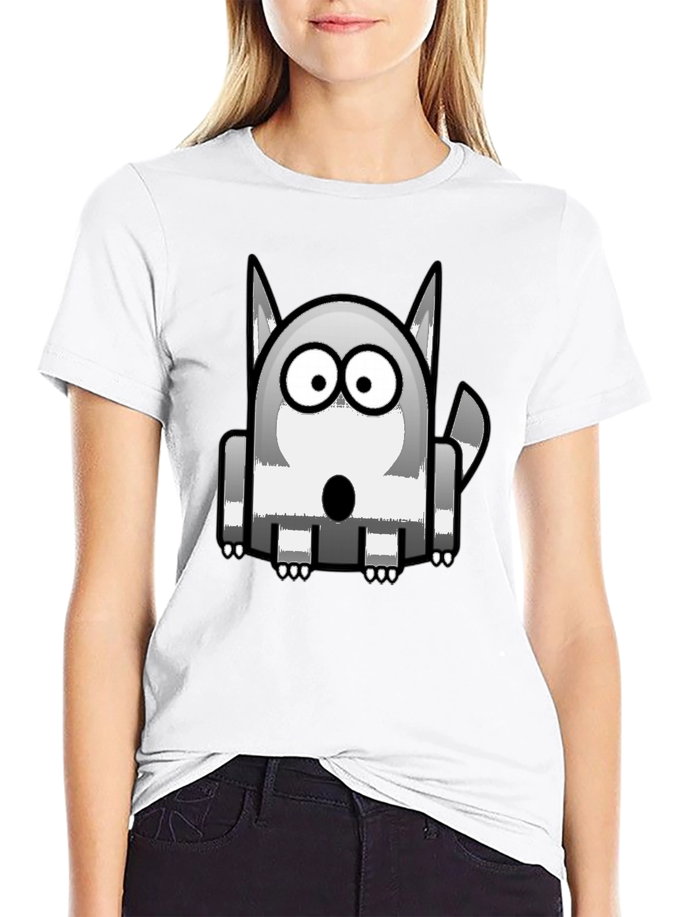 Cartoon Dog Graphic Print Black T-Shirt
