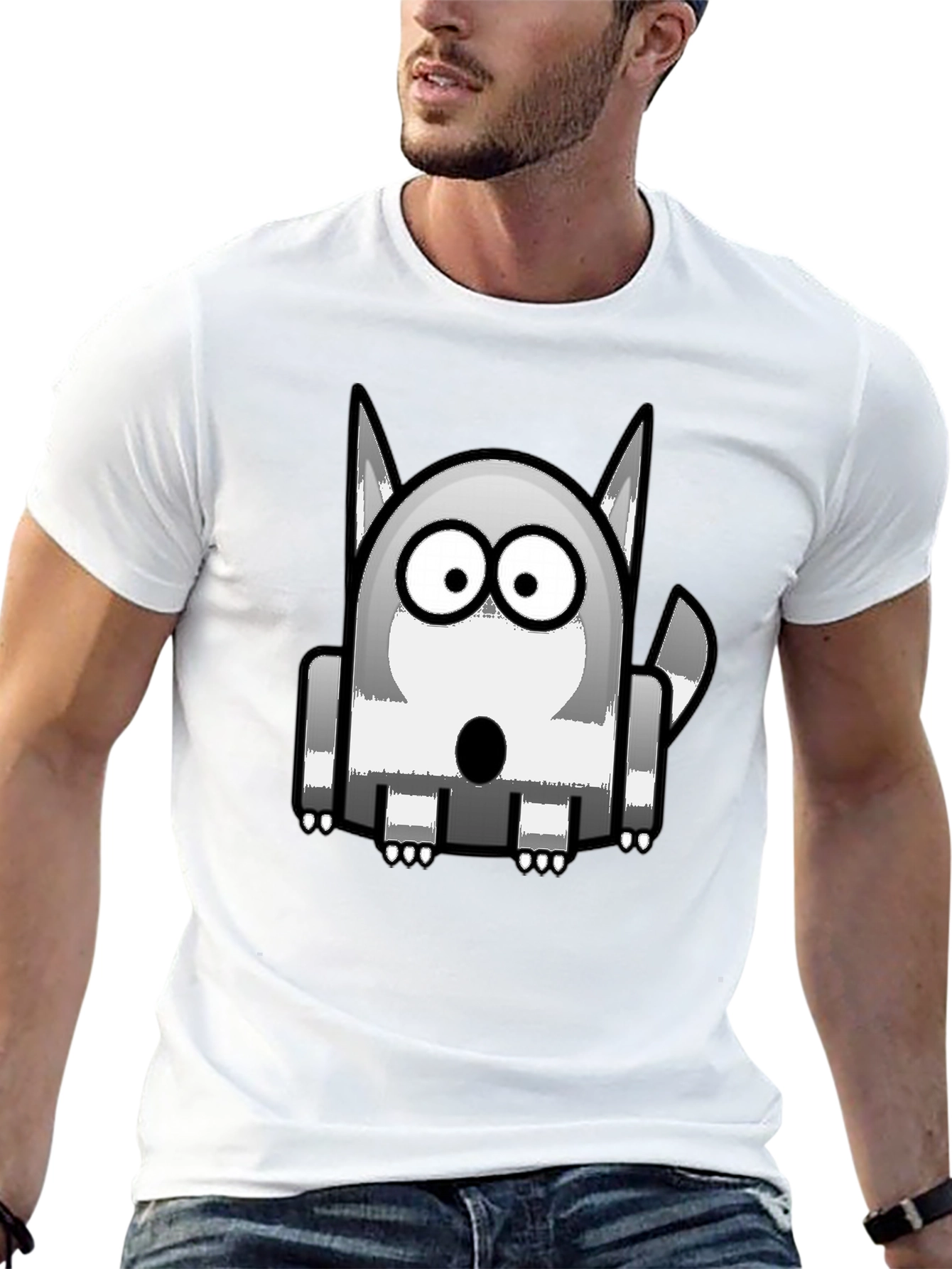 Cartoon Dog Graphic Print Black T-Shirt