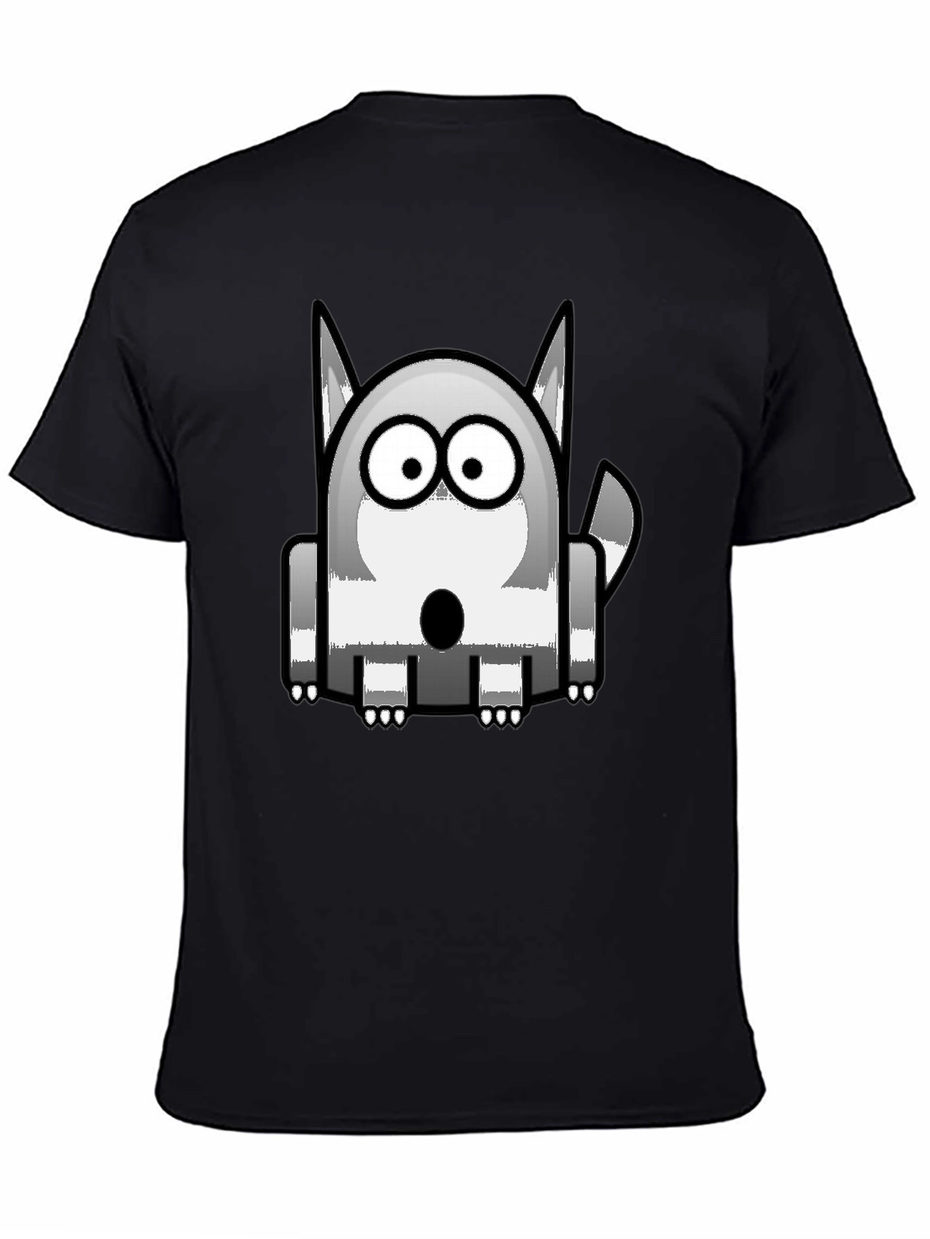 Cartoon Dog Graphic Print Black T-Shirt