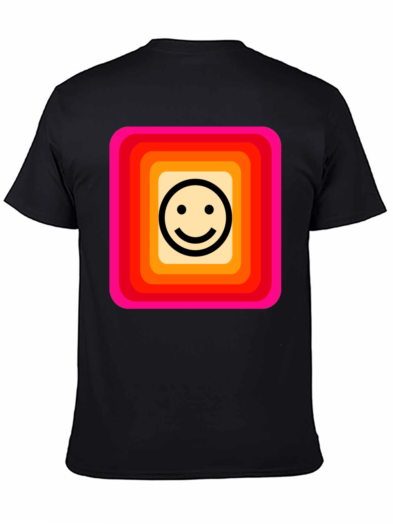 Retro Smiley Face Graphic Tee - Black