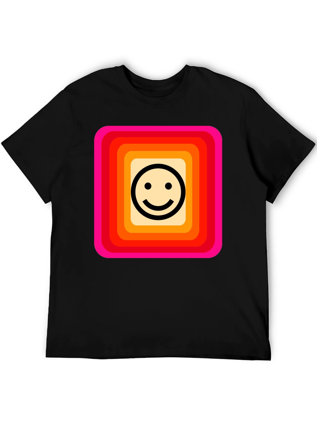 Retro Smiley Face Graphic Tee - Black